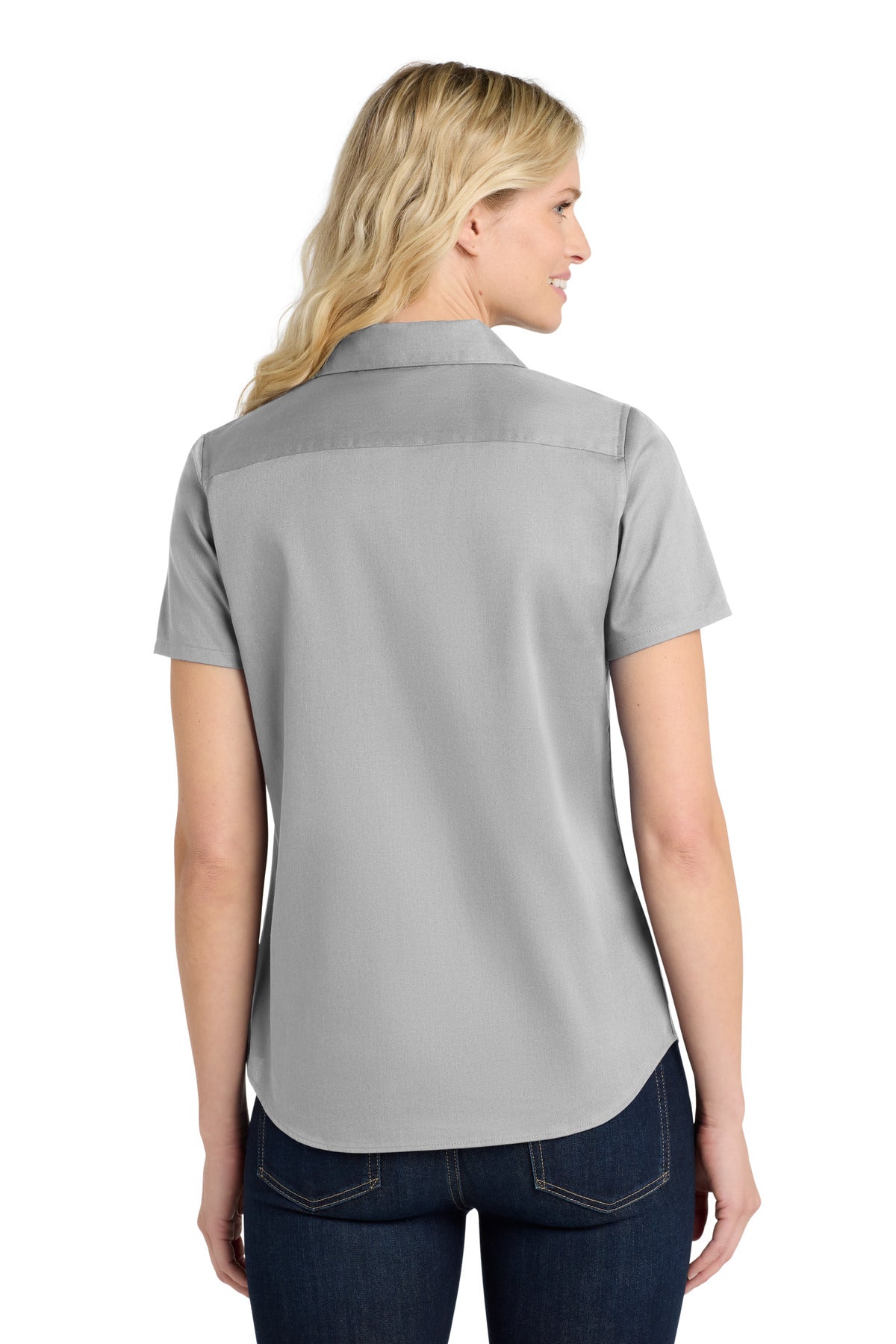 GustyGrey Port Authority Women's Short Sleeve SuperPro React Twill Shirt. LW809