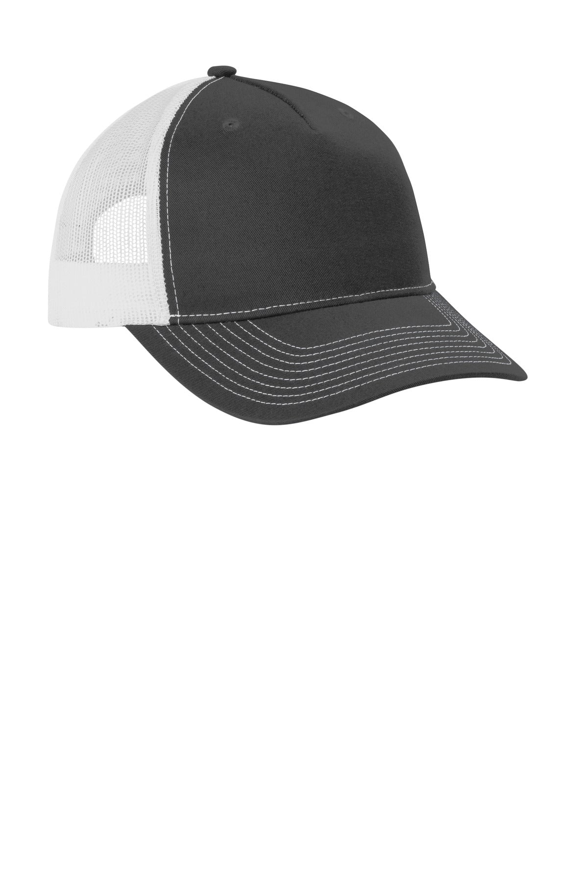 GySt/White Port Authority Snapback Five-Panel Trucker Cap C405
