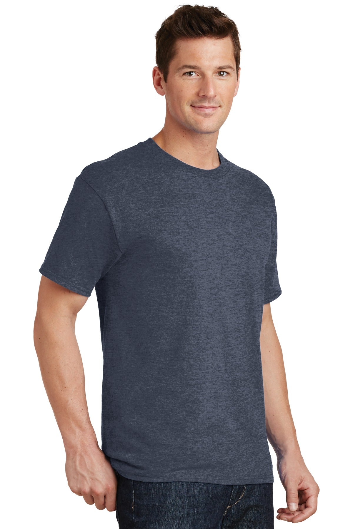 Heather Navy Port & Co Tall Core Cotton Tee PC54T
