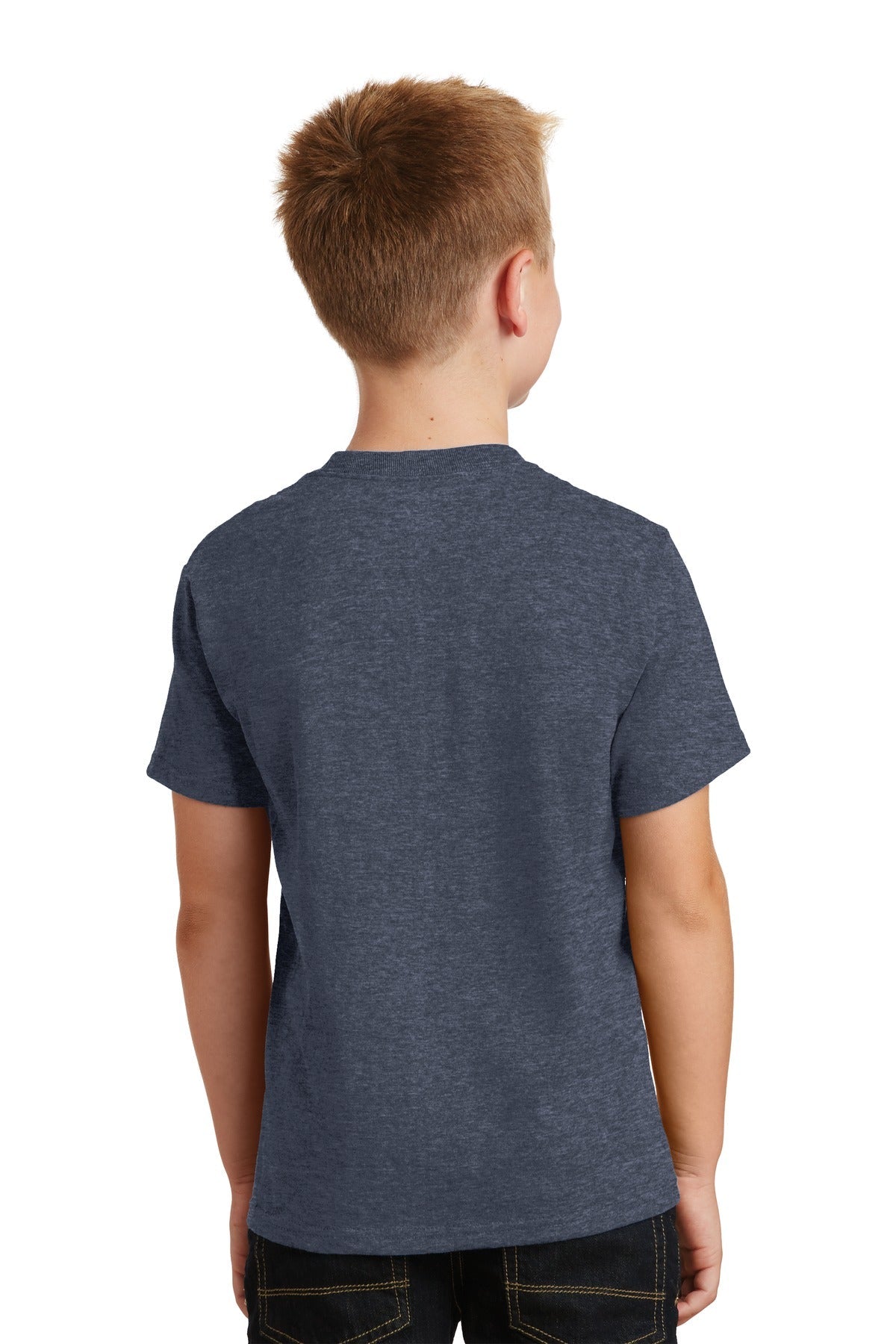 Heather Navy Port & Co Youth Core Cotton Tee. PC54Y