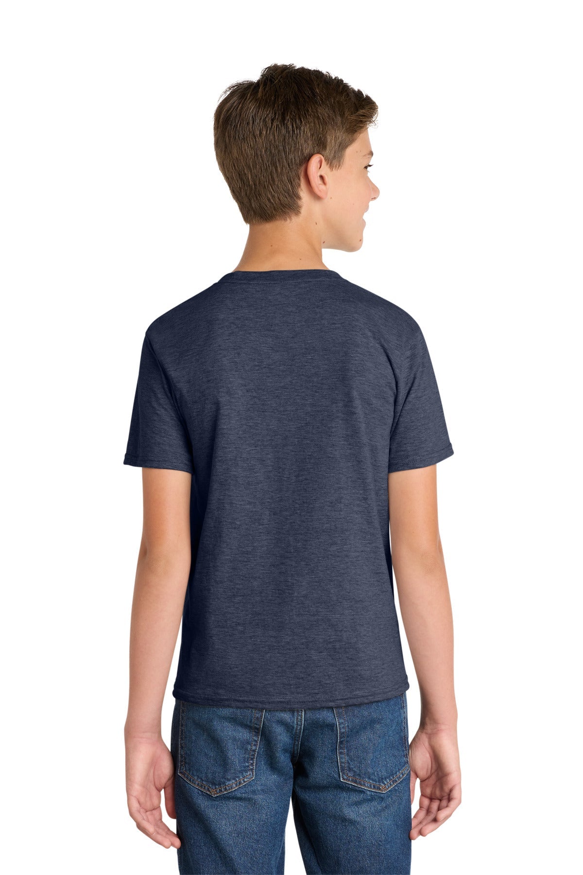 Heather Navy Port & Co Youth Fan Favorite Tee. PC450Y