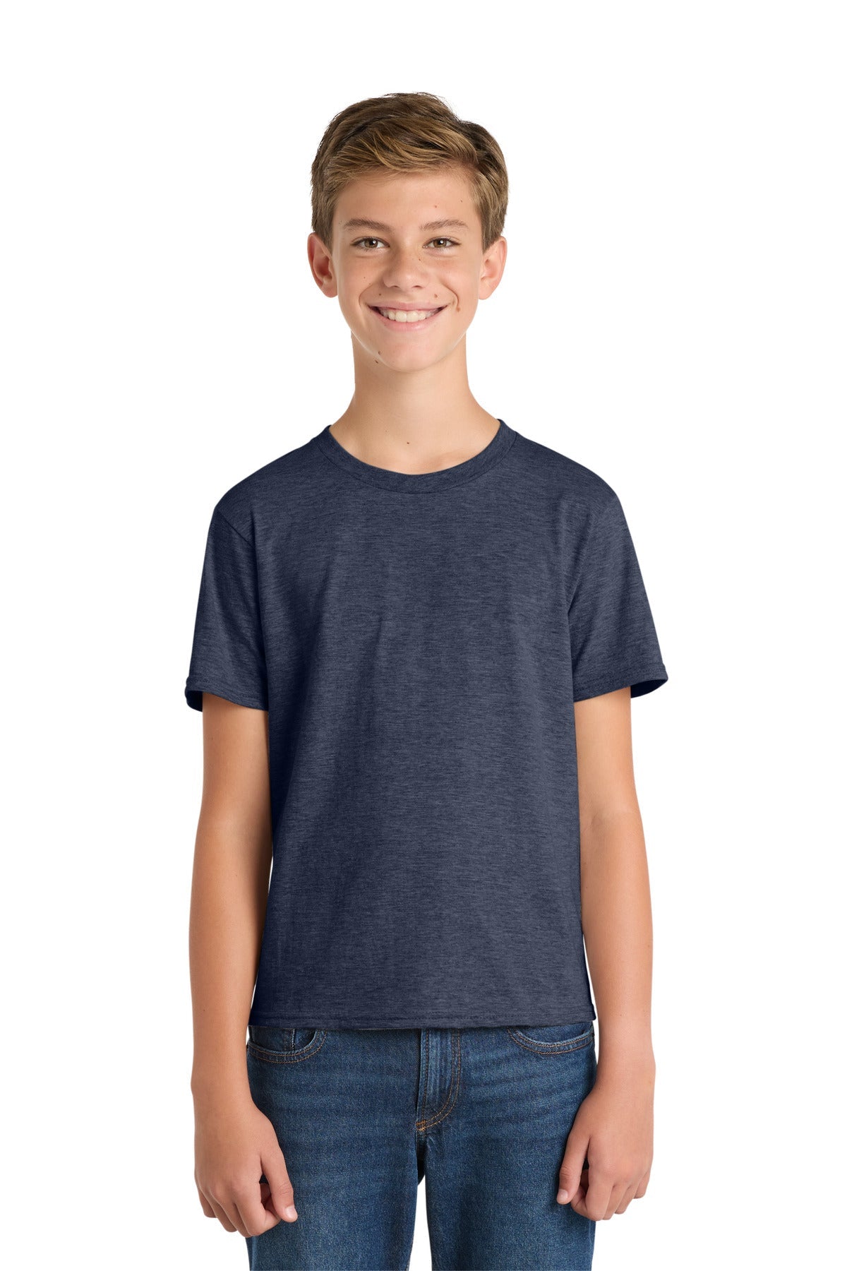 Heather Navy Port & Co Youth Fan Favorite Tee. PC450Y