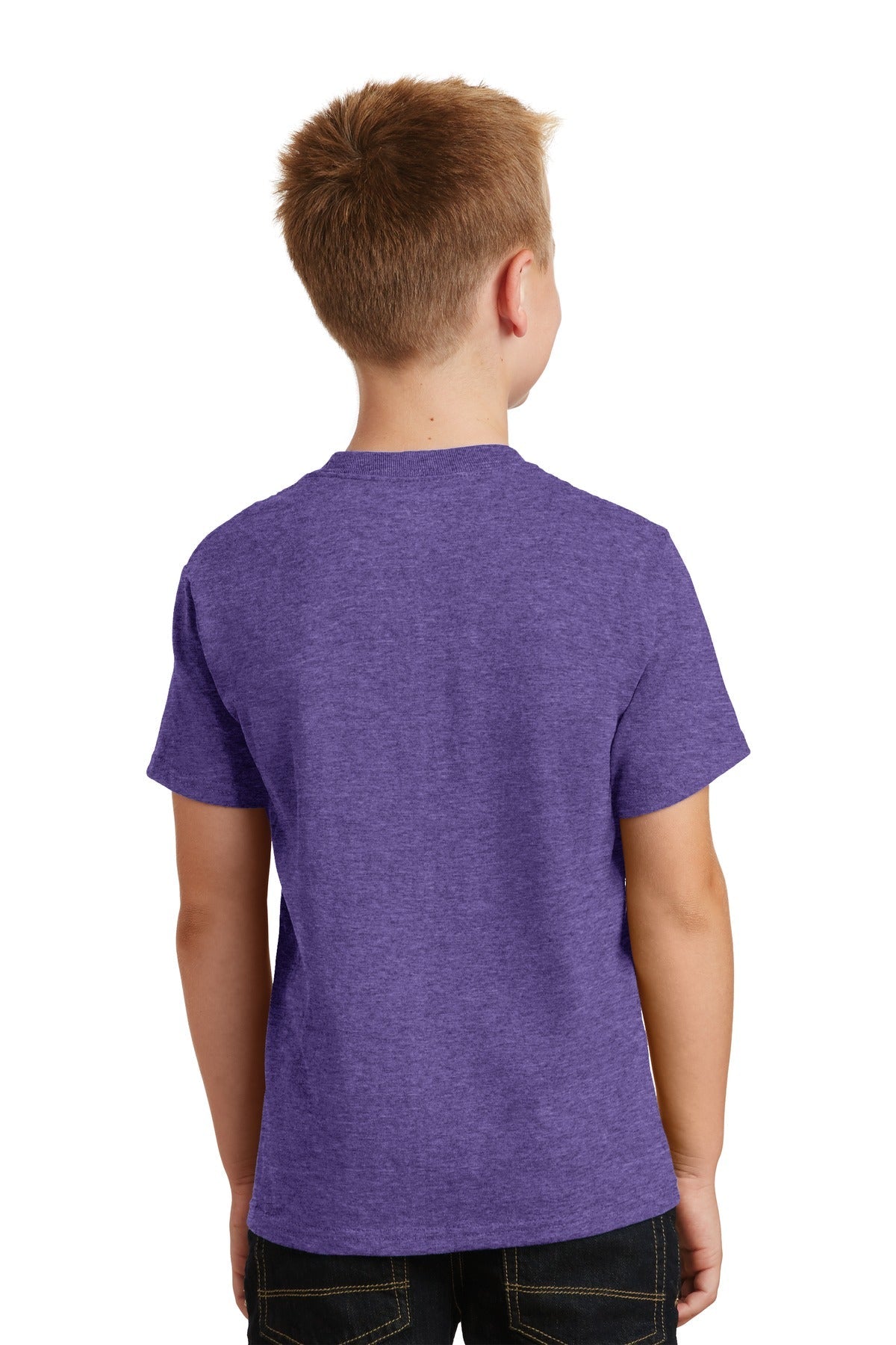 Heather Purple Port & Co Youth Core Cotton Tee. PC54Y