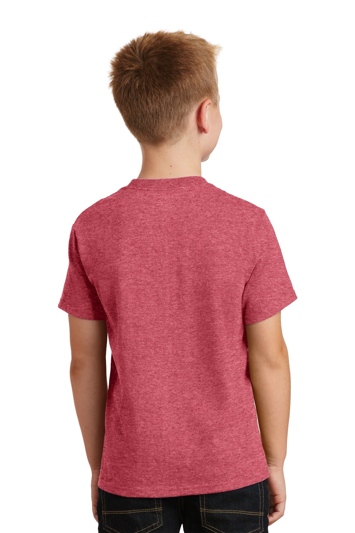 Heather Red Port & Co Youth Core Cotton Tee. PC54Y