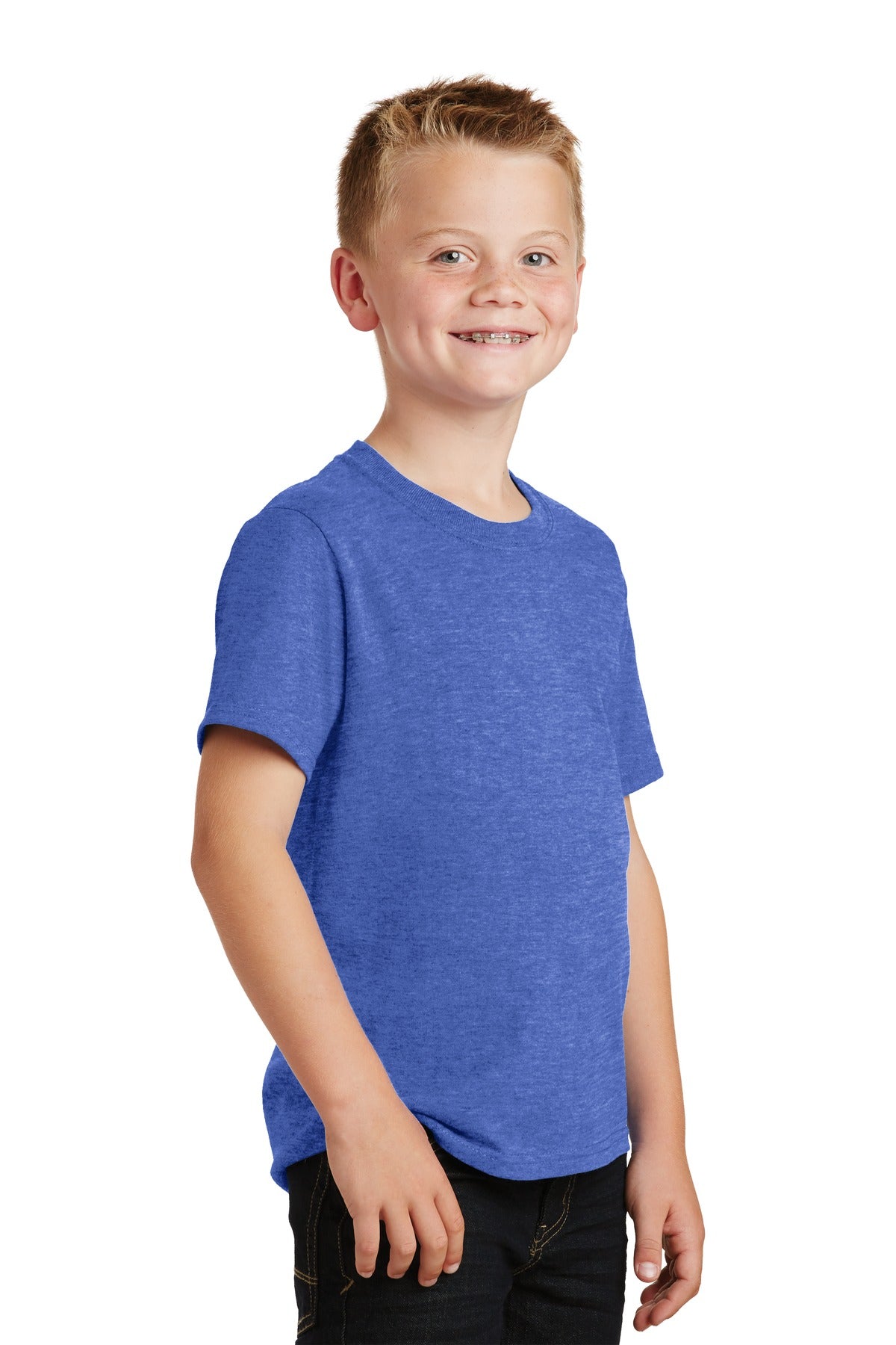 Heather Royal Port & Co Youth Core Cotton Tee. PC54Y
