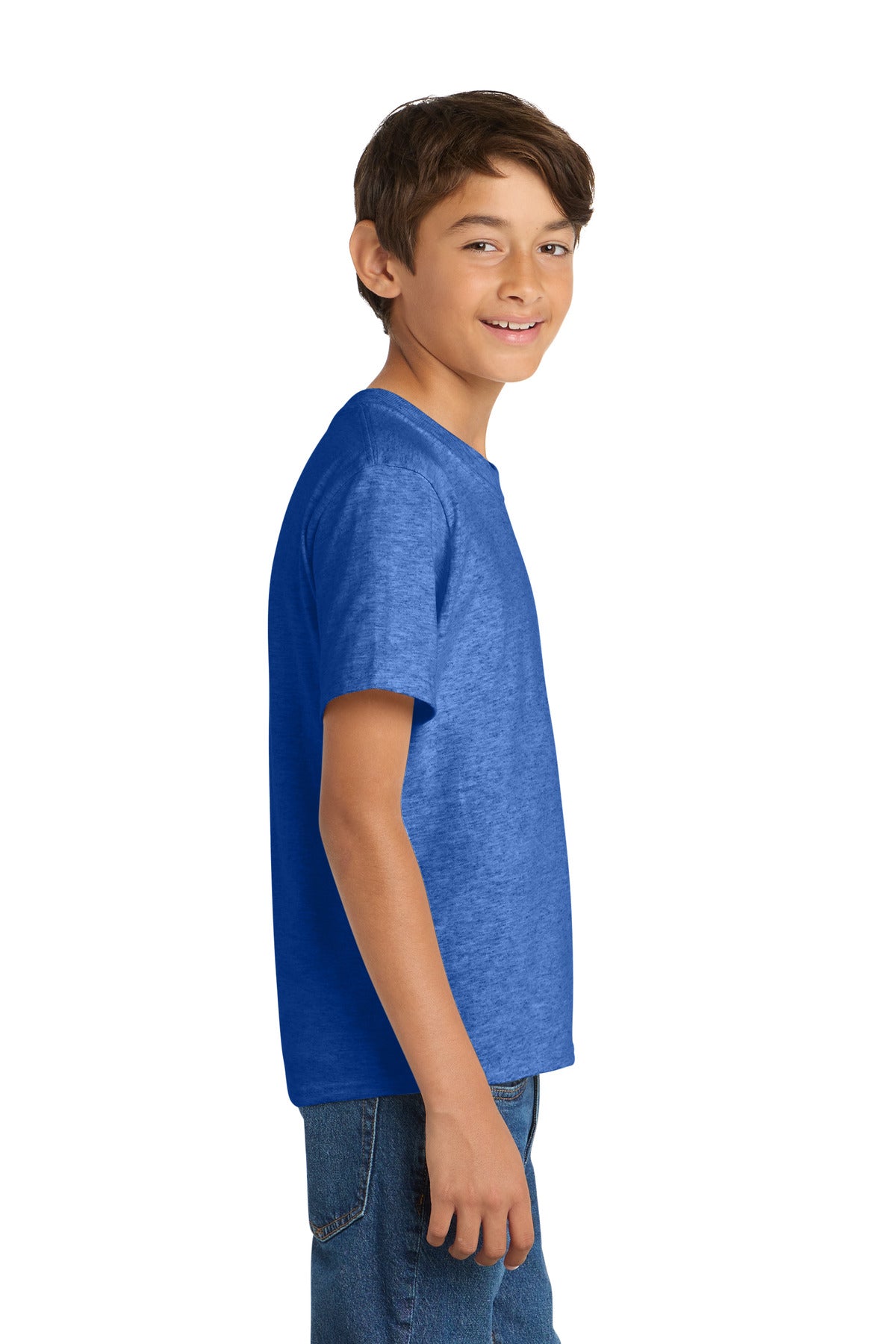 Heather Royal Port & Co Youth Core Cotton Tee. PC54Y