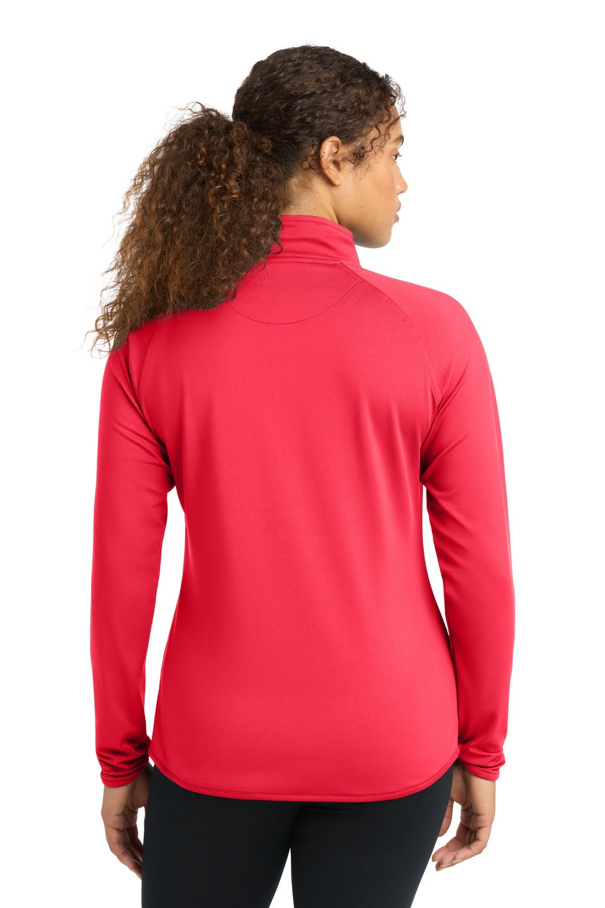 Hot Coral Sport-Tek Women's Sport-Wick Stretch 1/4-Zip Pullover. LST850
