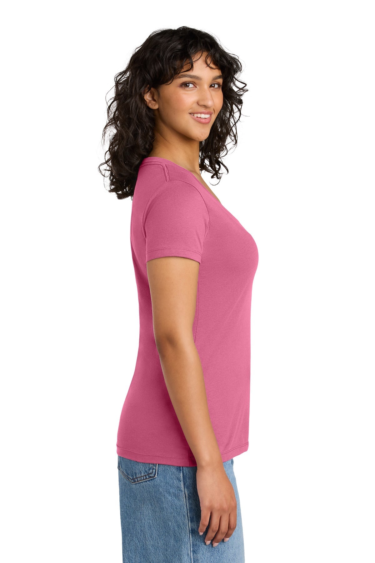 HotPink Next Level Apparel Women's Ideal V-Neck Tee NL1540
