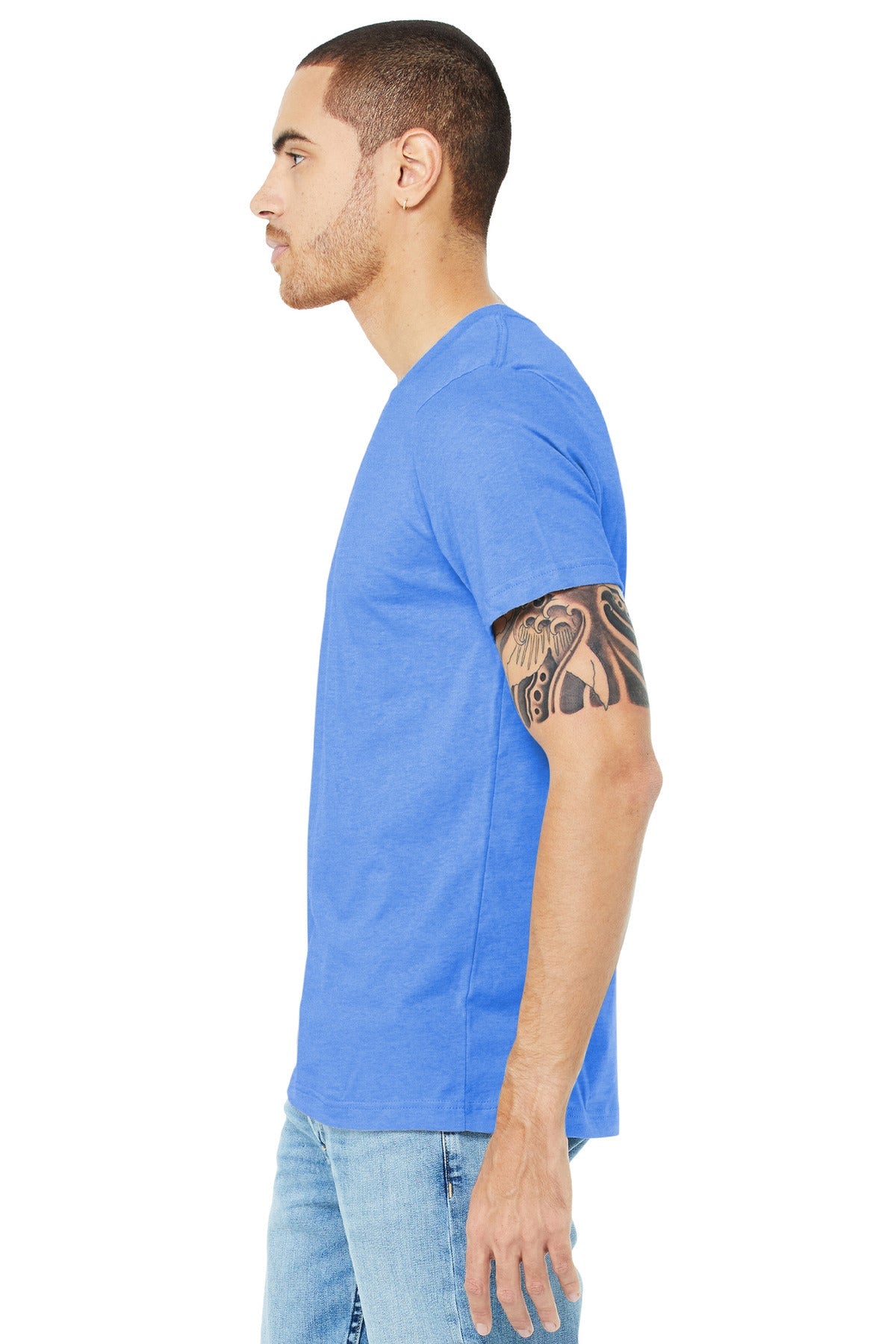 Ht Columb Blue BELLA+CANVAS Unisex Heather CVC Short Sleeve Tee. BC3001CVC