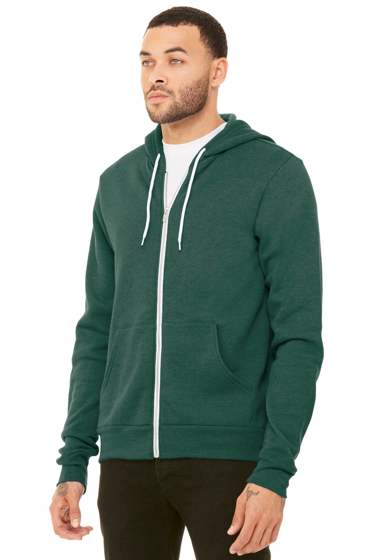 Ht Forest BELLA+CANVAS Unisex Sponge Fleece Full-Zip Hoodie. BC3739