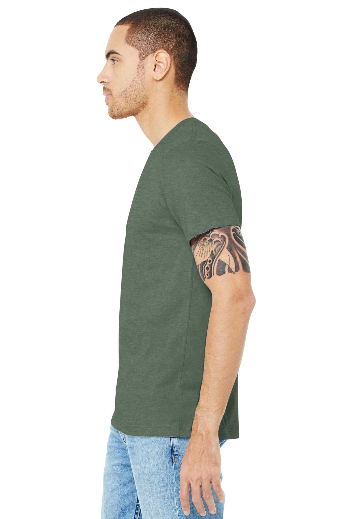 Ht Military Gn BELLA+CANVAS Unisex Heather CVC Short Sleeve Tee. BC3001CVC