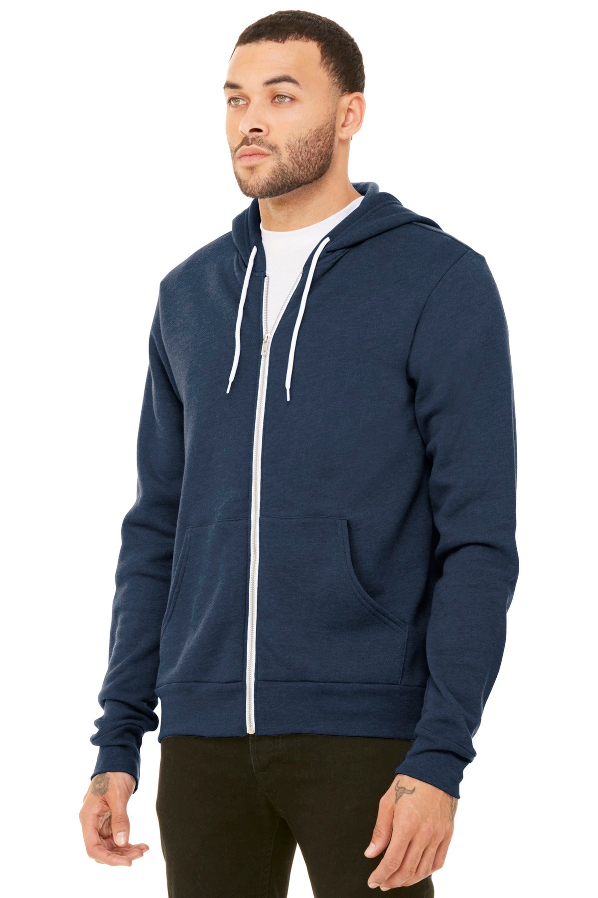 Ht Navy BELLA+CANVAS Unisex Sponge Fleece Full-Zip Hoodie. BC3739