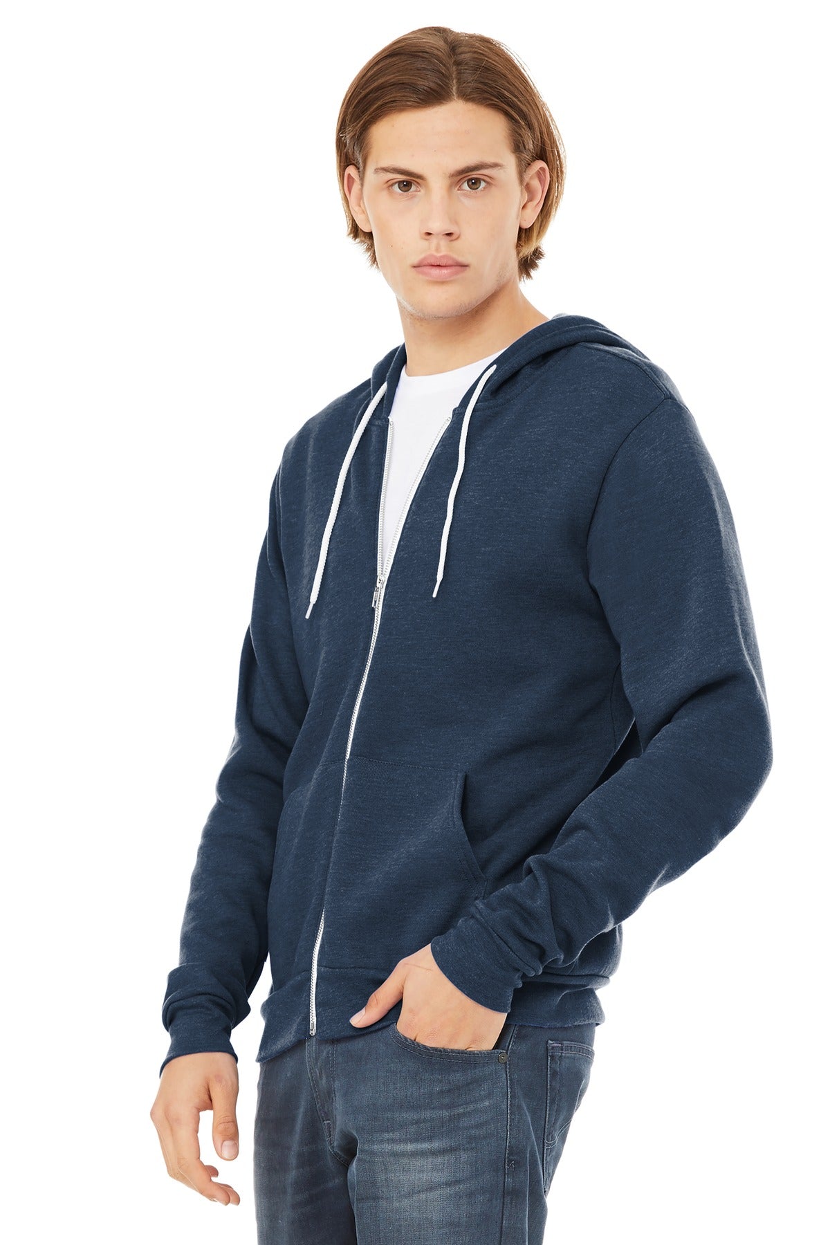 Ht Navy BELLA+CANVAS Unisex Sponge Fleece Full-Zip Hoodie. BC3739