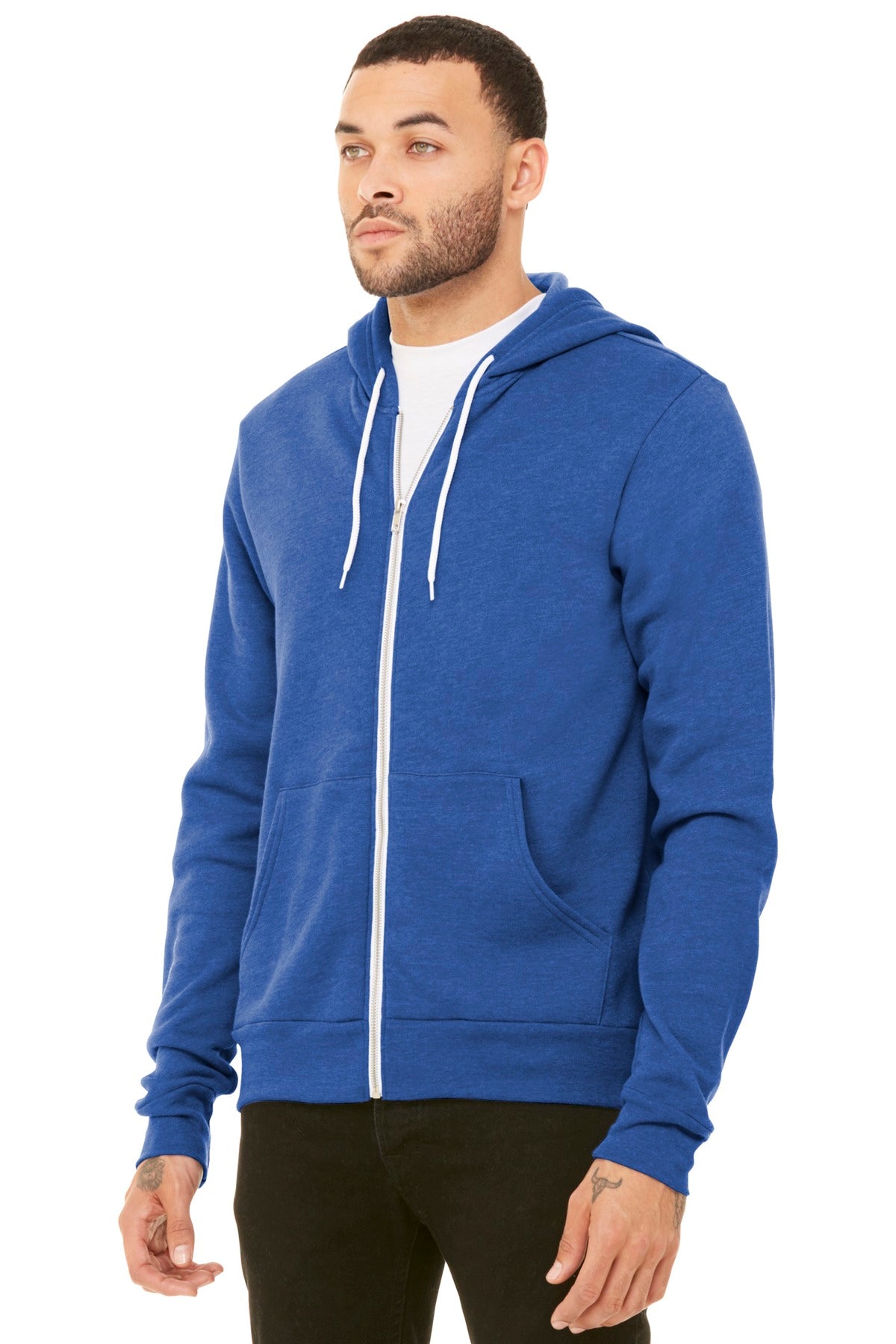 Ht True Royal BELLA+CANVAS Unisex Sponge Fleece Full-Zip Hoodie. BC3739