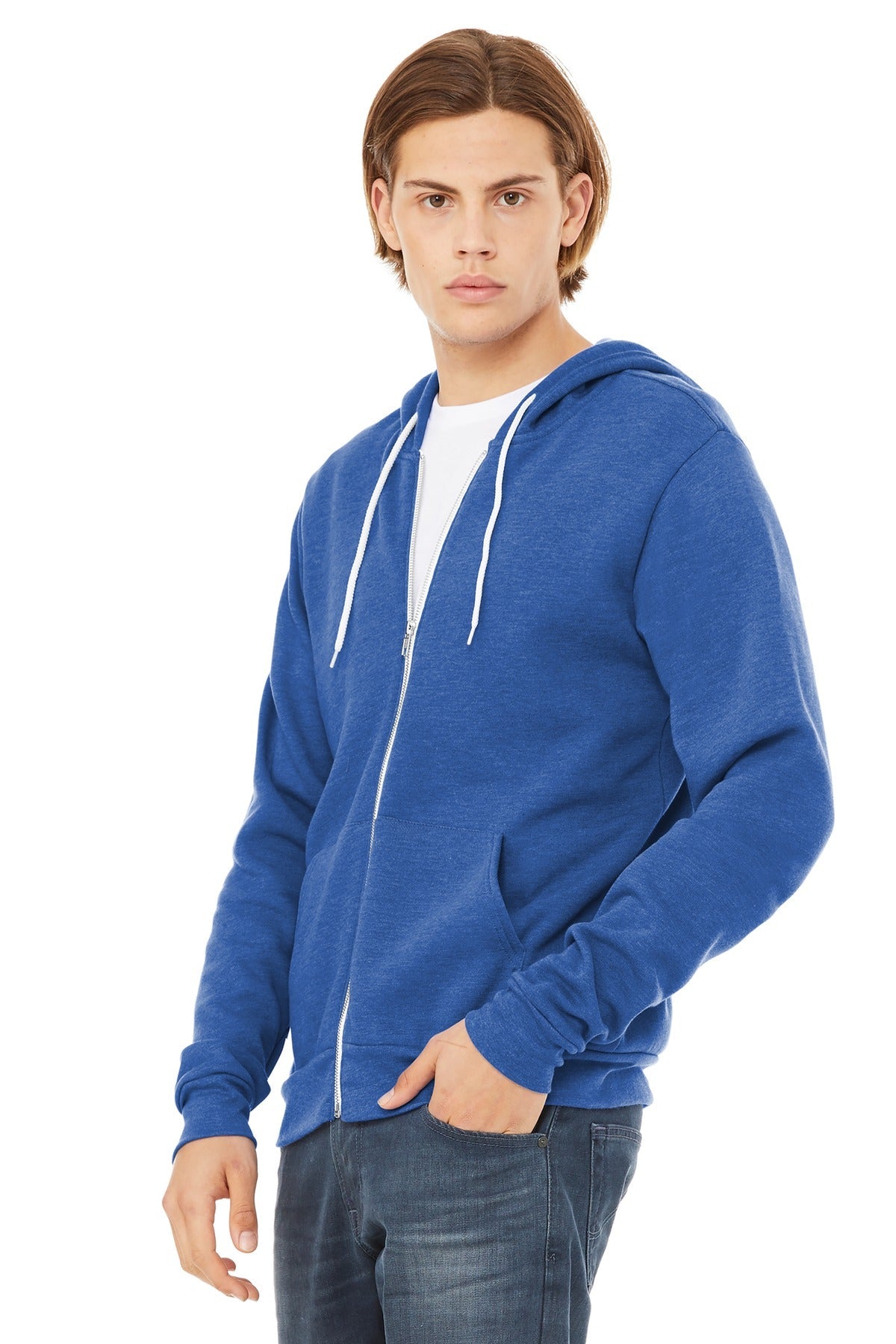 Ht True Royal BELLA+CANVAS Unisex Sponge Fleece Full-Zip Hoodie. BC3739