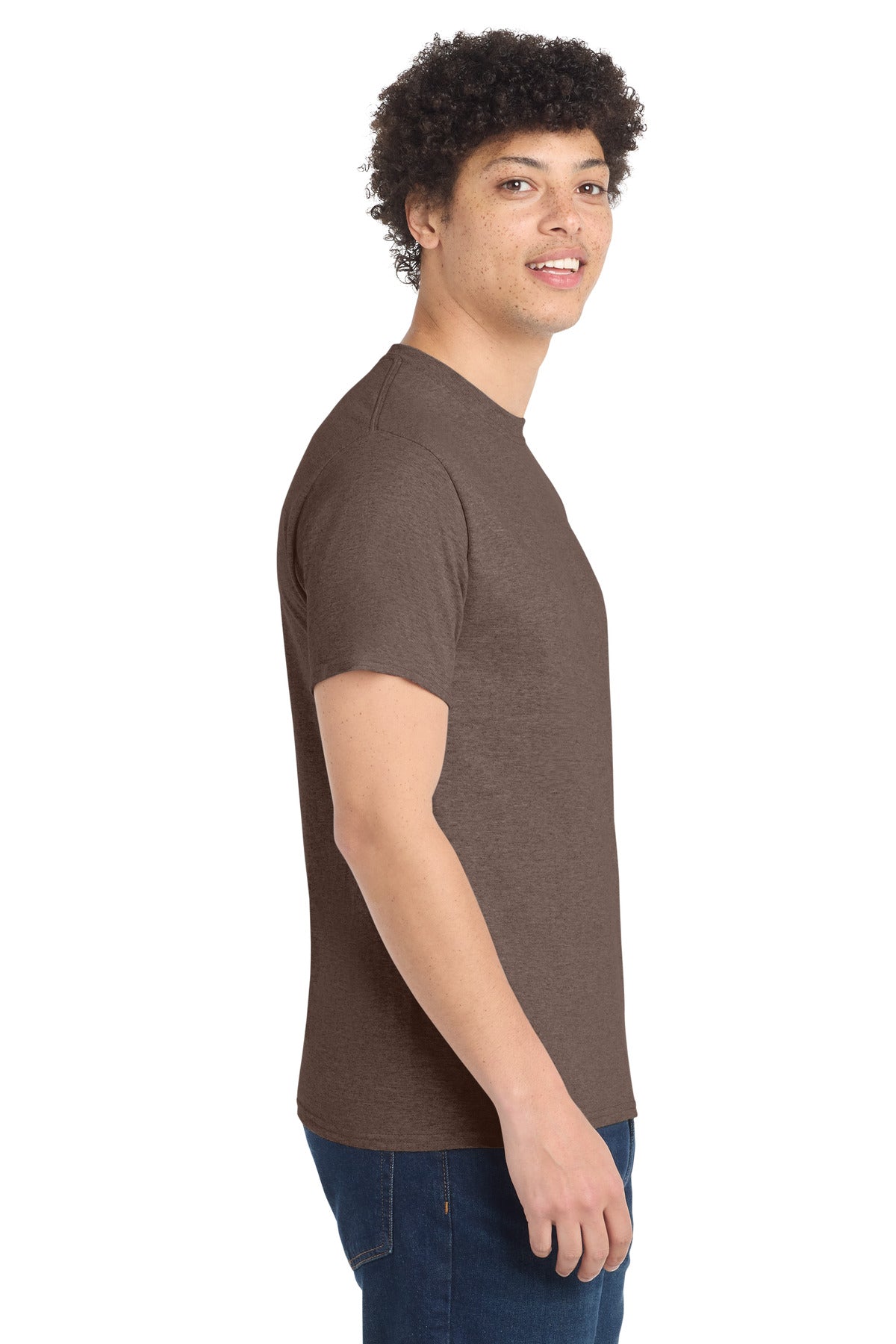 HtDkChocBr Port & Co Core Cotton Tee. PC54
