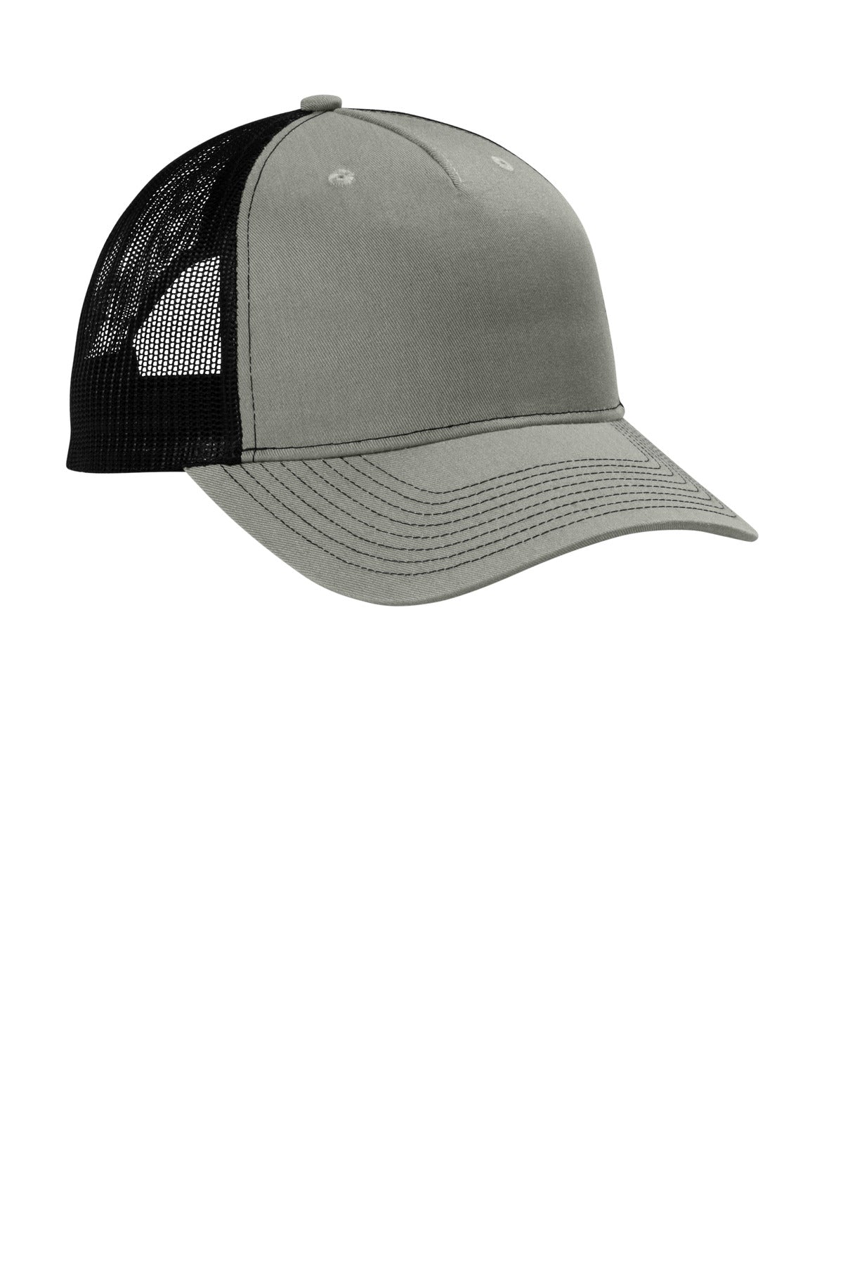 HtGrey/Blk Port Authority Snapback Five-Panel Trucker Cap C405