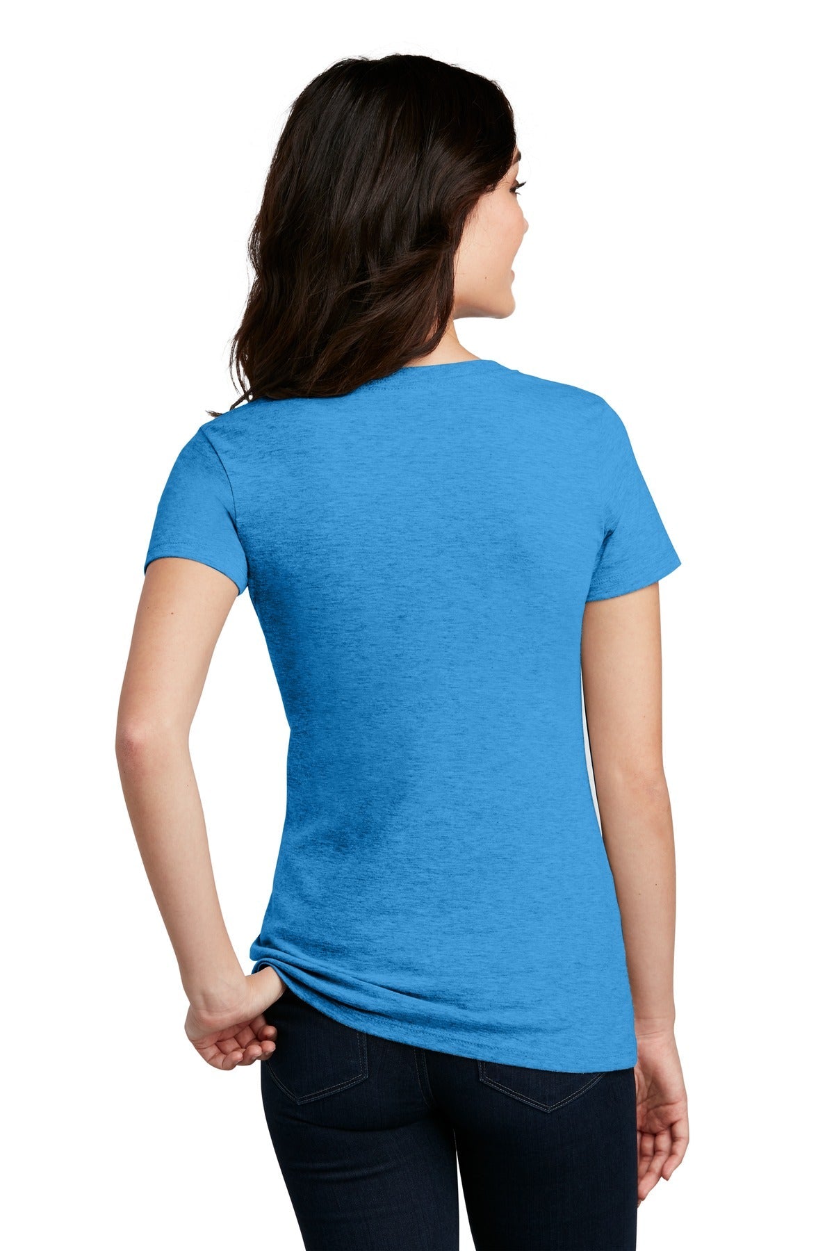 Hthr Brt Turqu District Women's Perfect Blend CVC V-Neck Tee. DM1190L