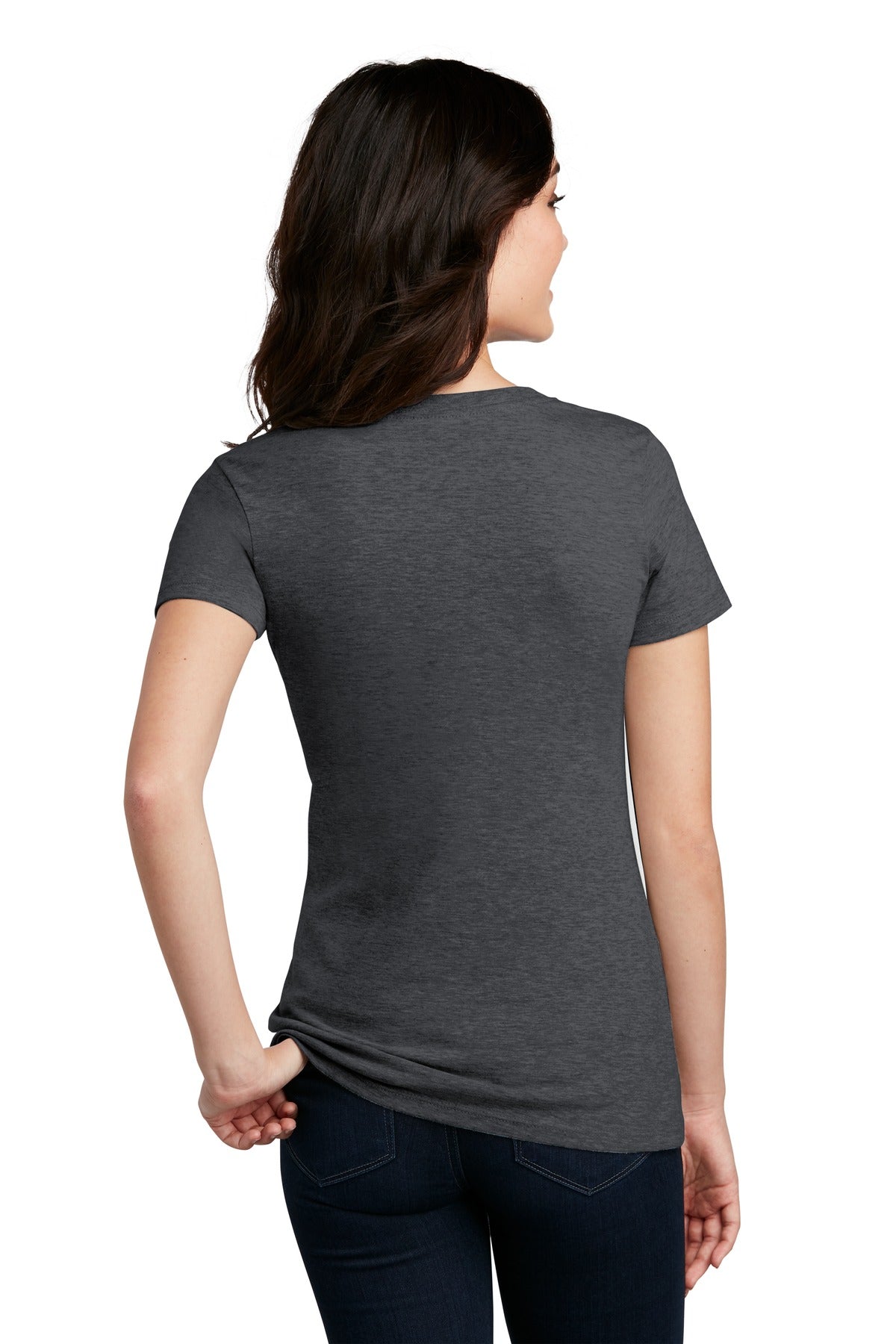 Hthr Charcoal District Women's Perfect Blend CVC V-Neck Tee. DM1190L
