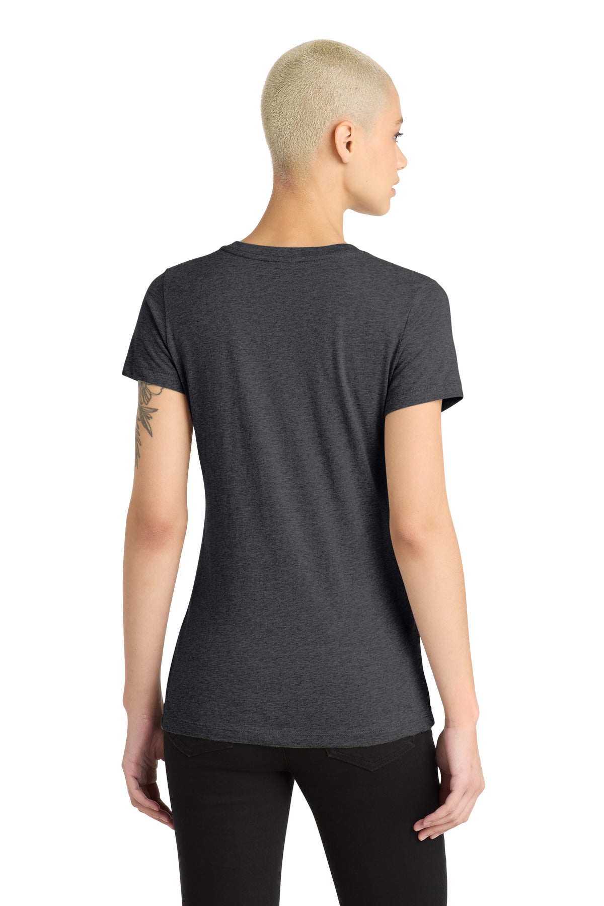 Hthr Charcoal District Women's Perfect Blend CVC V-Neck Tee. DM1190L