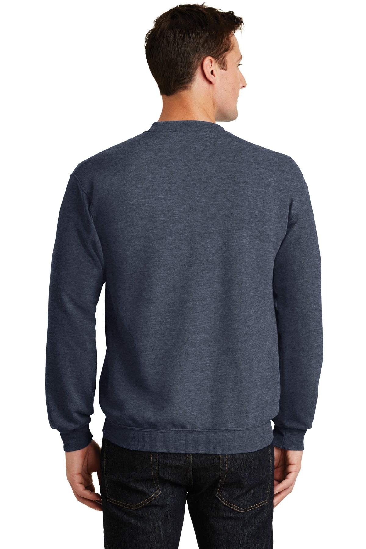 Hthr Navy Port & Co Core Fleece Crewneck Sweatshirt. PC78