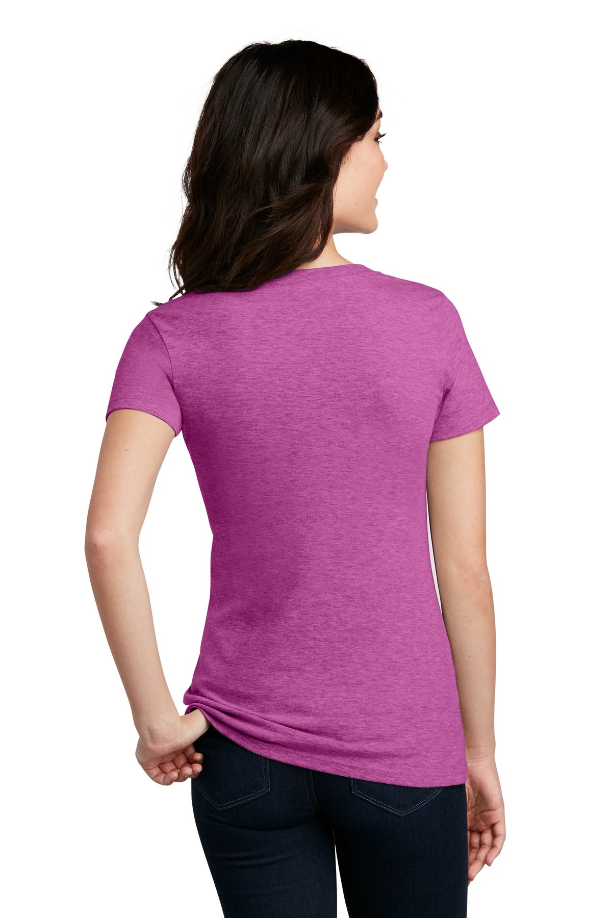 Hthr Pink Rasp District Women's Perfect Blend CVC V-Neck Tee. DM1190L