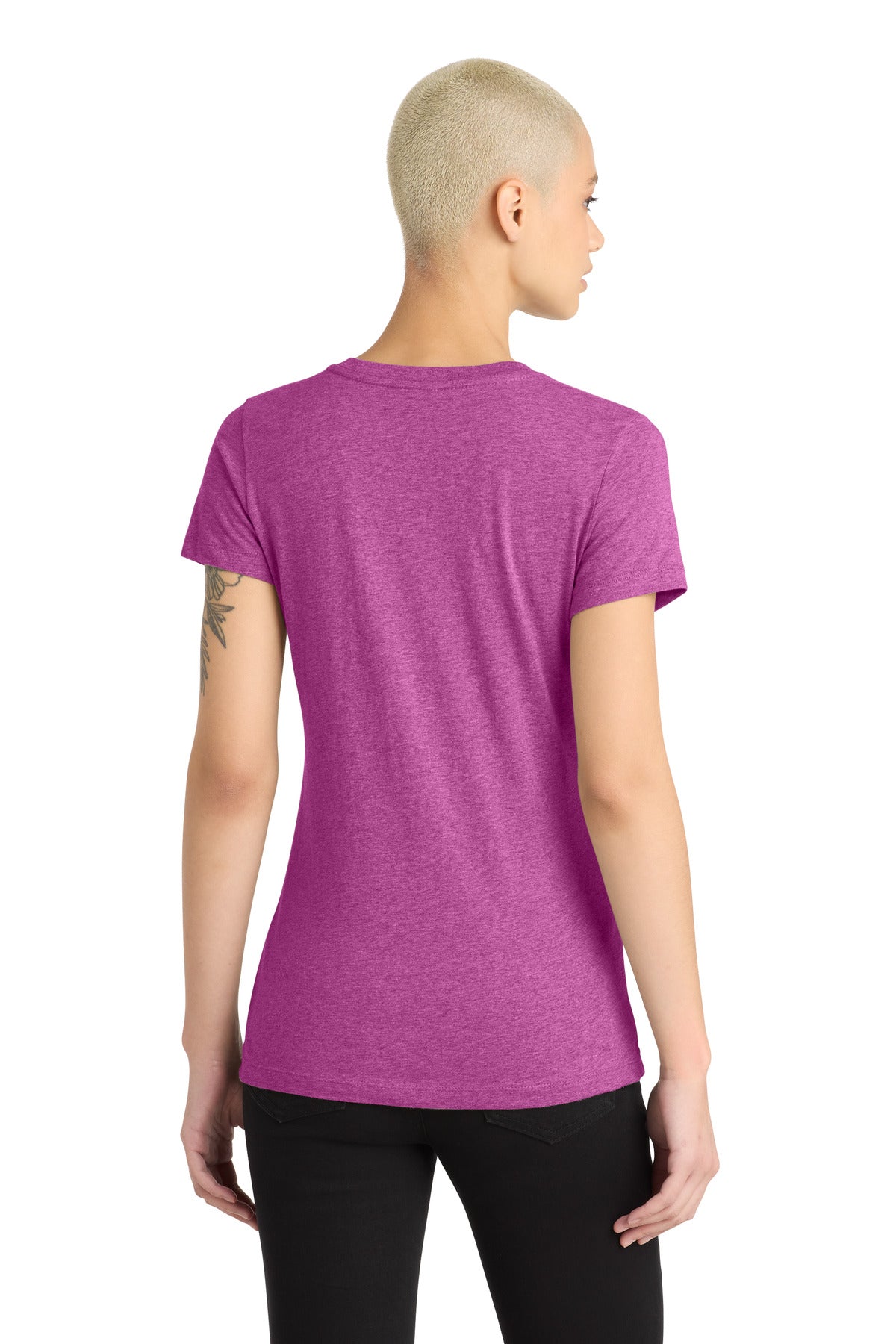 Hthr Pink Rasp District Women's Perfect Blend CVC V-Neck Tee. DM1190L