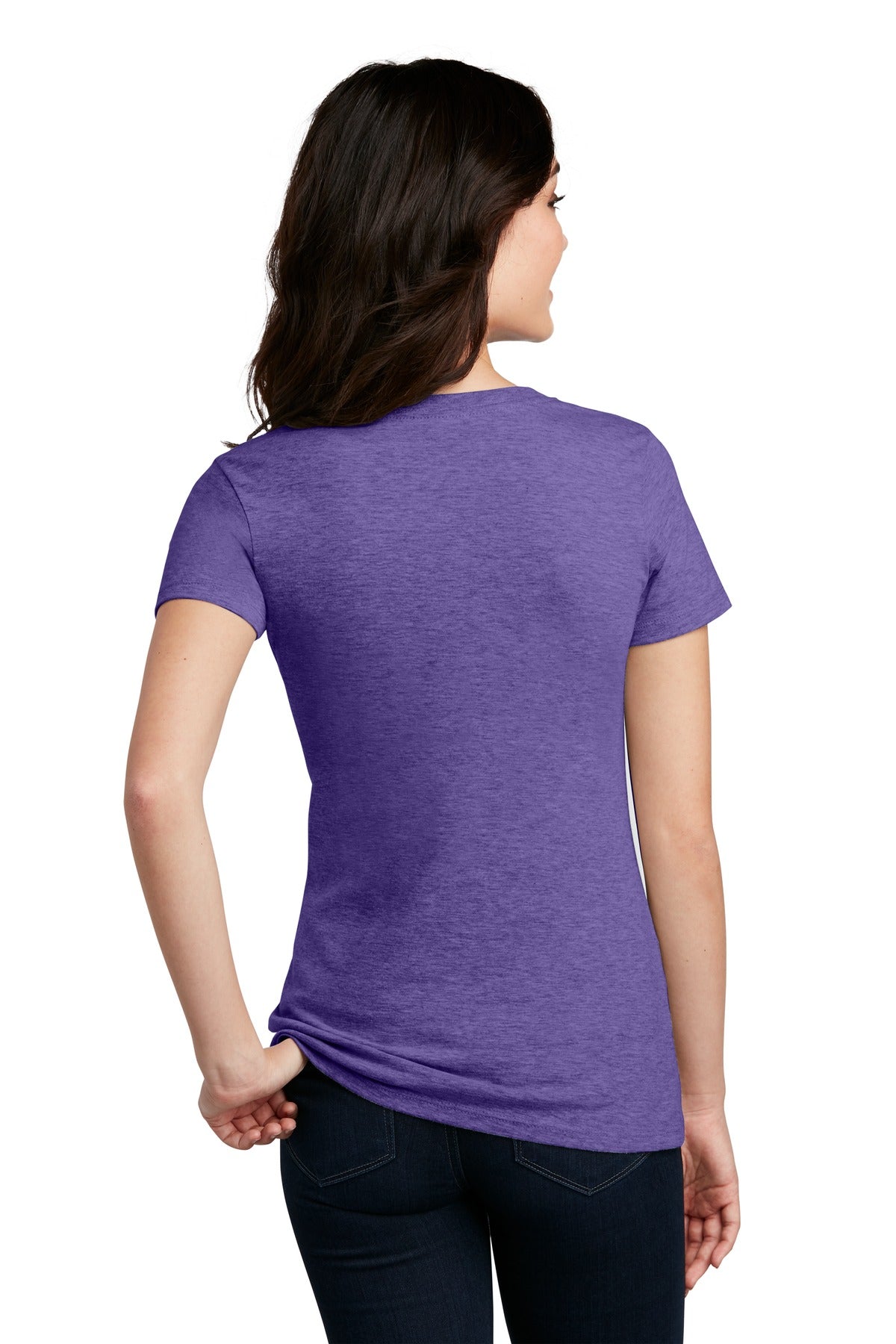 Hthr Purple District Women's Perfect Blend CVC V-Neck Tee. DM1190L