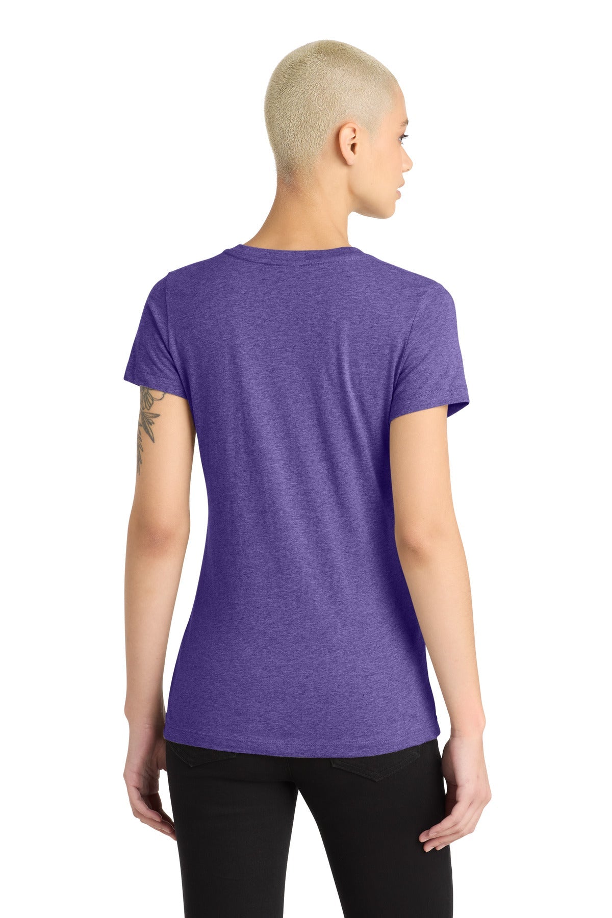 Hthr Purple District Women's Perfect Blend CVC V-Neck Tee. DM1190L