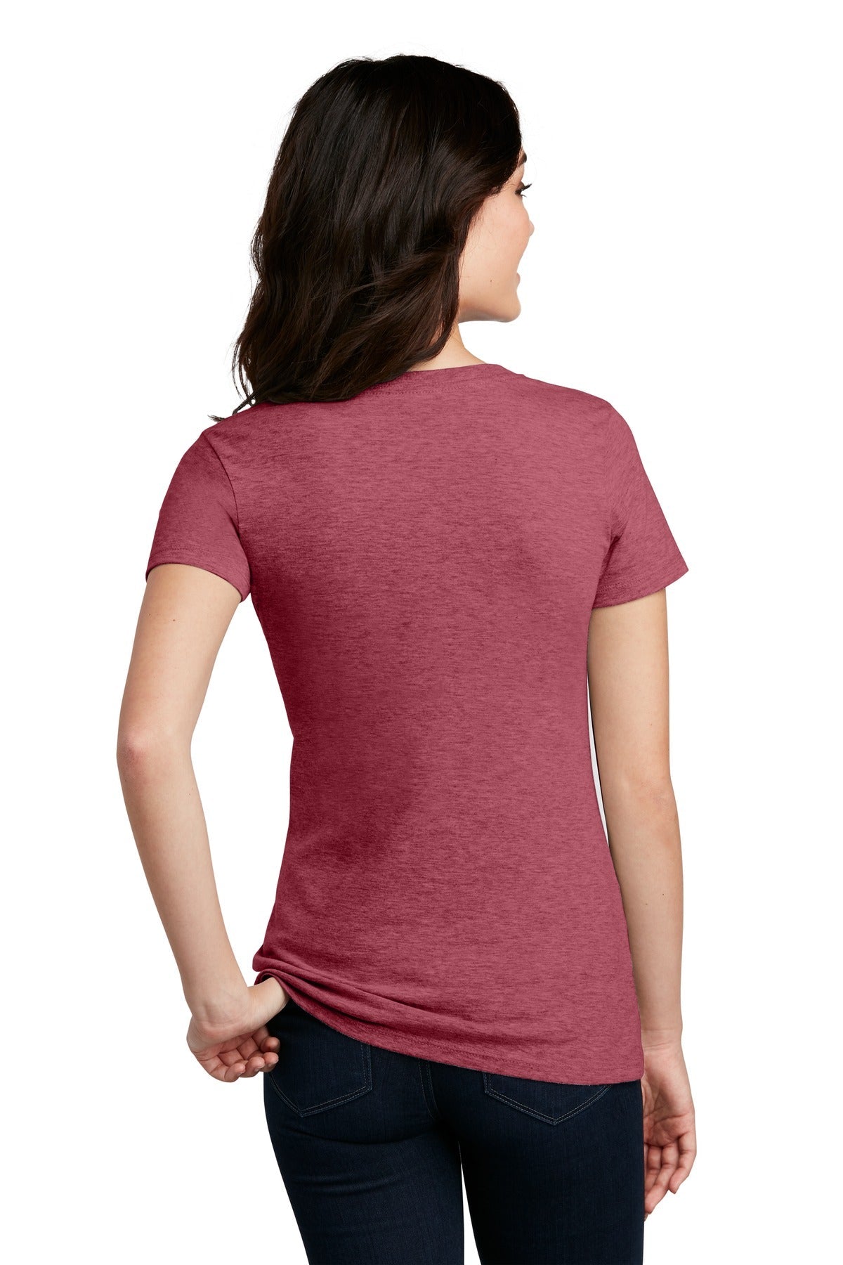 Hthr Red District Women's Perfect Blend CVC V-Neck Tee. DM1190L