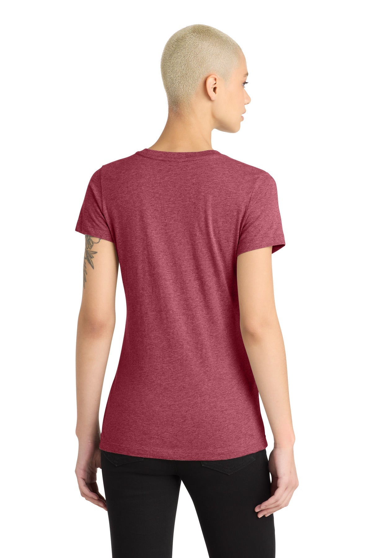 Hthr Red District Women's Perfect Blend CVC V-Neck Tee. DM1190L