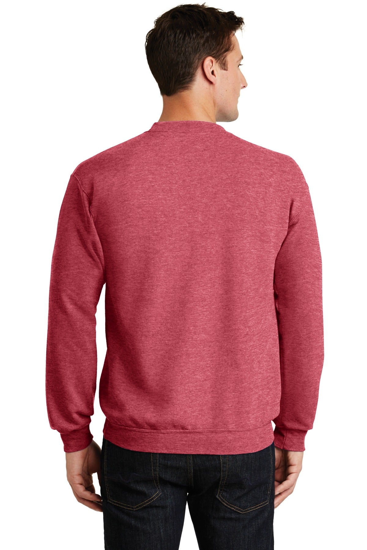 Hthr Red Port & Co Core Fleece Crewneck Sweatshirt. PC78