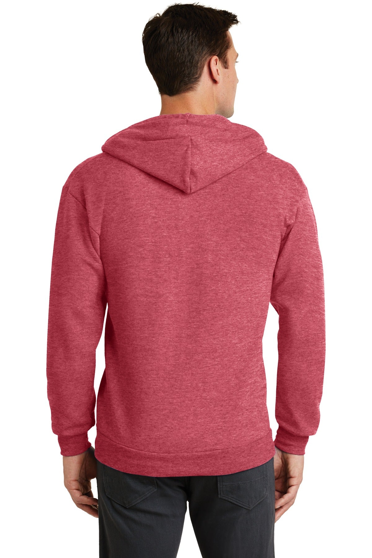Hthr Red Port & Co Core Fleece Full-Zip Hooded Sweatshirt. PC78ZH