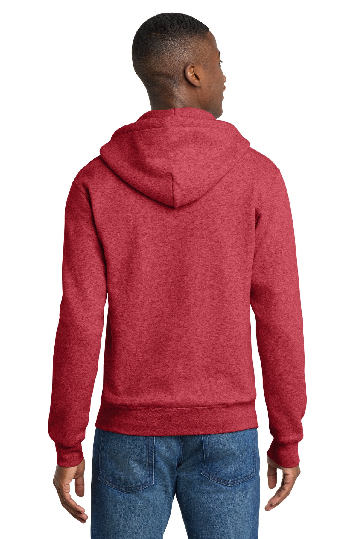 Hthr Red Port & Co Core Fleece Full-Zip Hooded Sweatshirt. PC78ZH