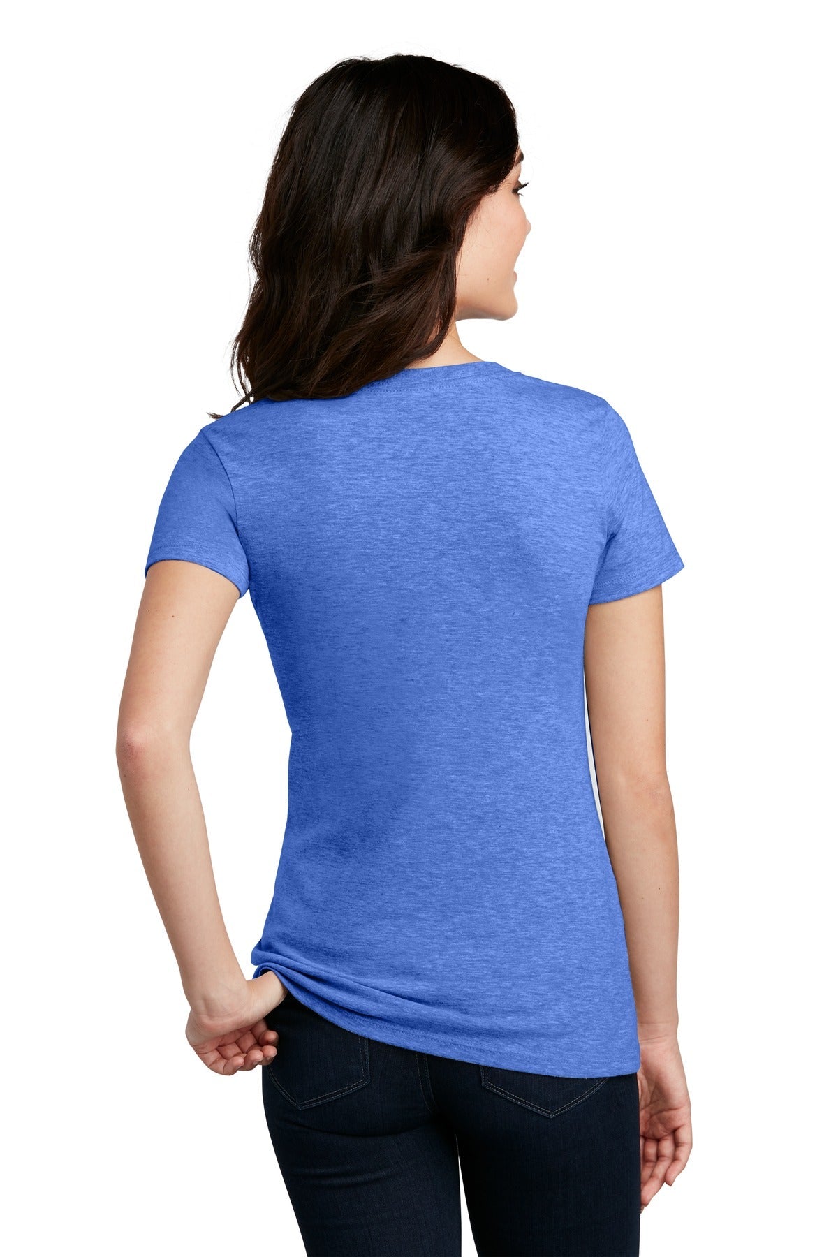 Hthr Royal District Women's Perfect Blend CVC V-Neck Tee. DM1190L
