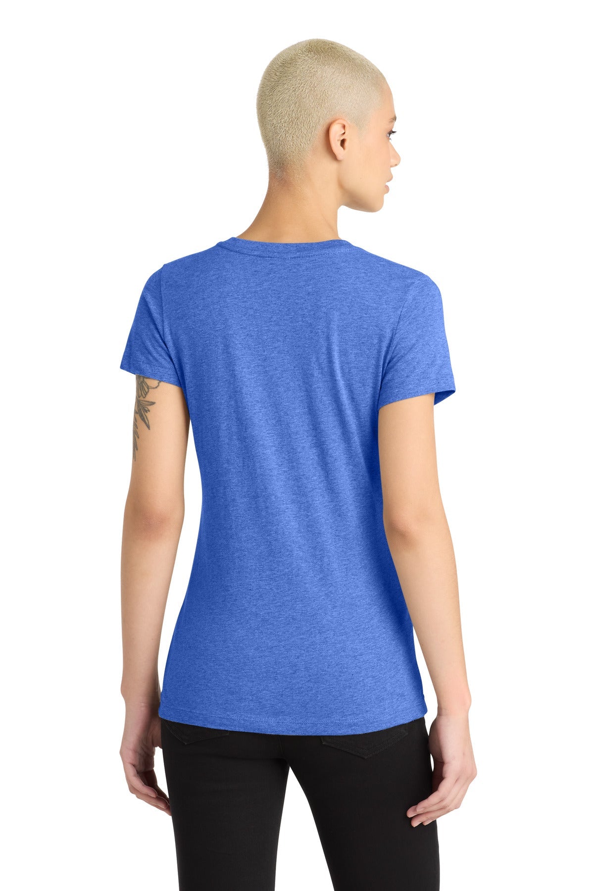 Hthr Royal District Women's Perfect Blend CVC V-Neck Tee. DM1190L