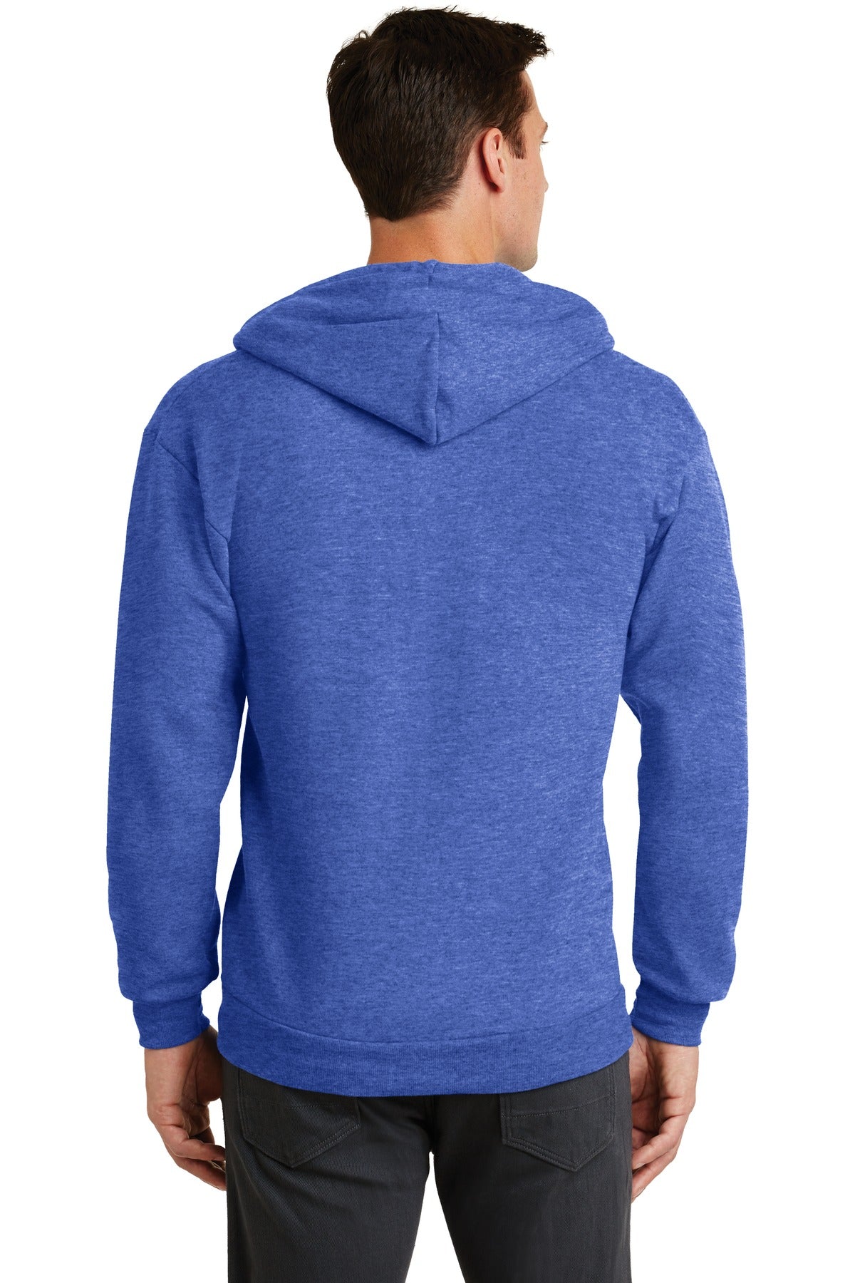 Hthr Royal Port & Co Core Fleece Full-Zip Hooded Sweatshirt. PC78ZH