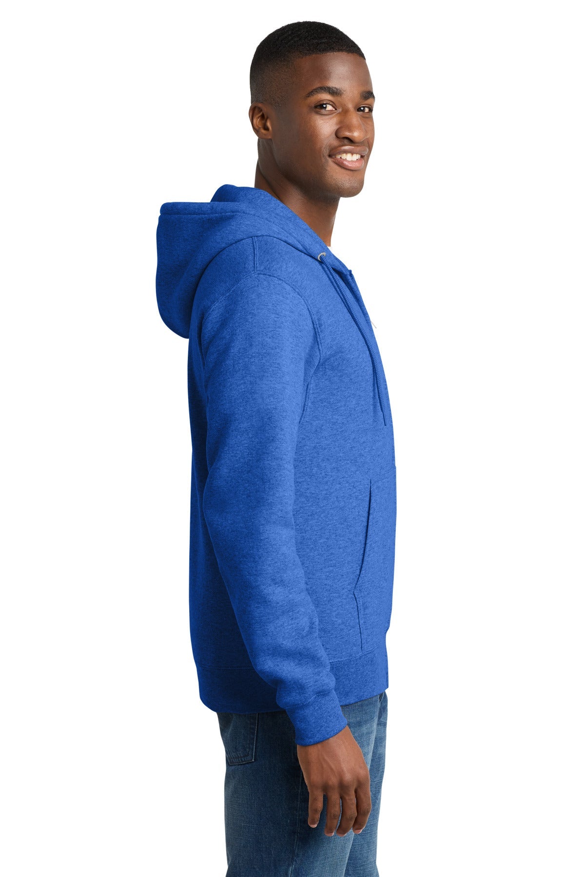 Hthr Royal Port & Co Core Fleece Full-Zip Hooded Sweatshirt. PC78ZH
