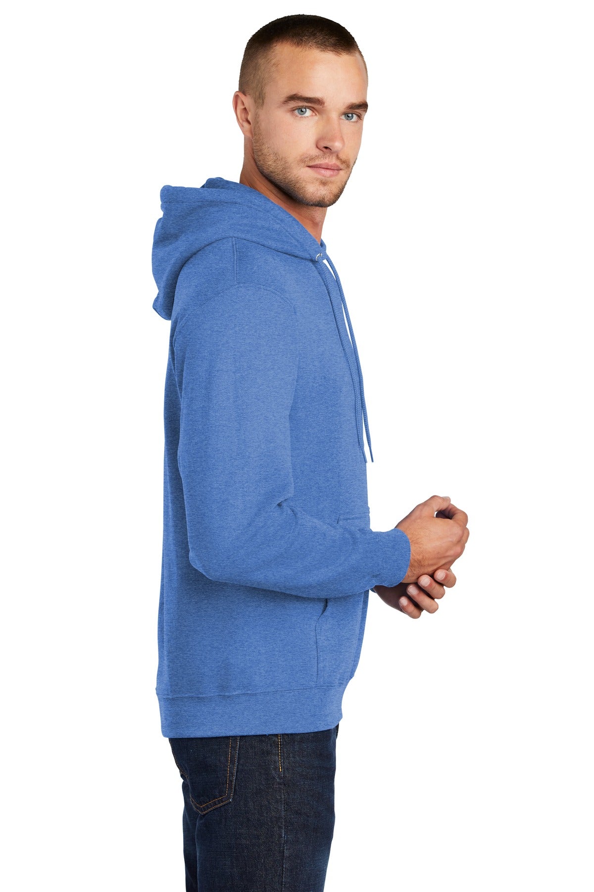 Hthr Royal Port & Co Core Fleece Pullover Hooded Sweatshirt. PC78H