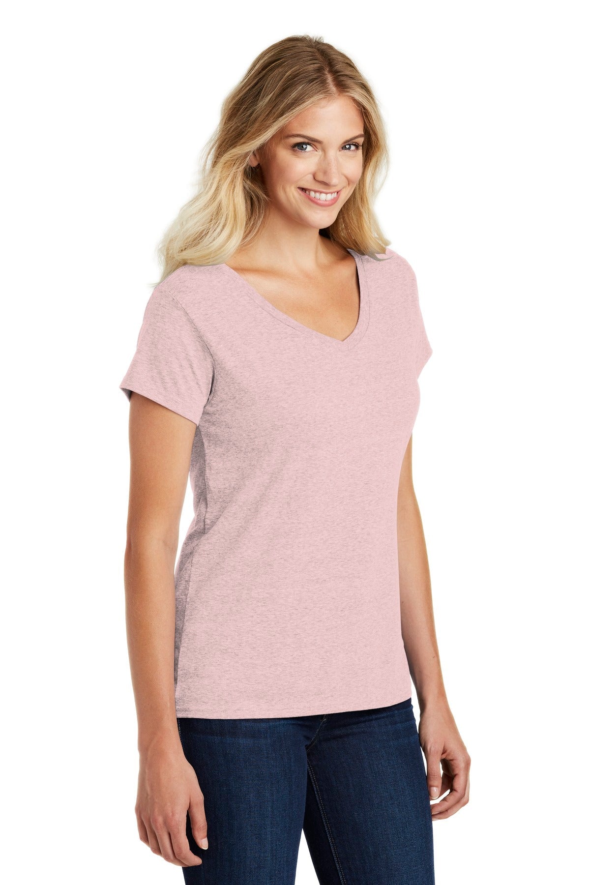 Hthrd Lavender District Women's Perfect Blend CVC V-Neck Tee. DM1190L