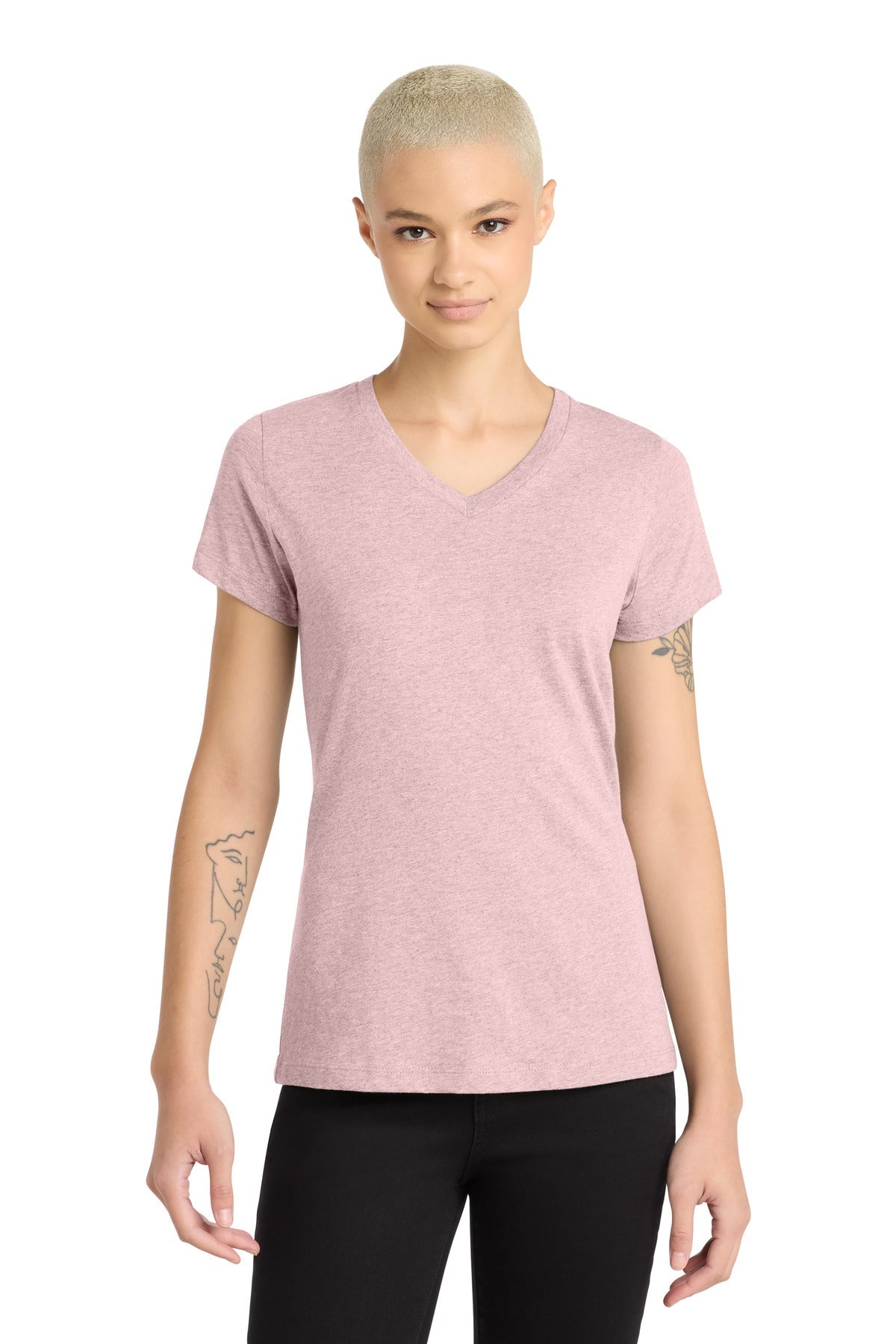 Hthrd Lavender District Women's Perfect Blend CVC V-Neck Tee. DM1190L