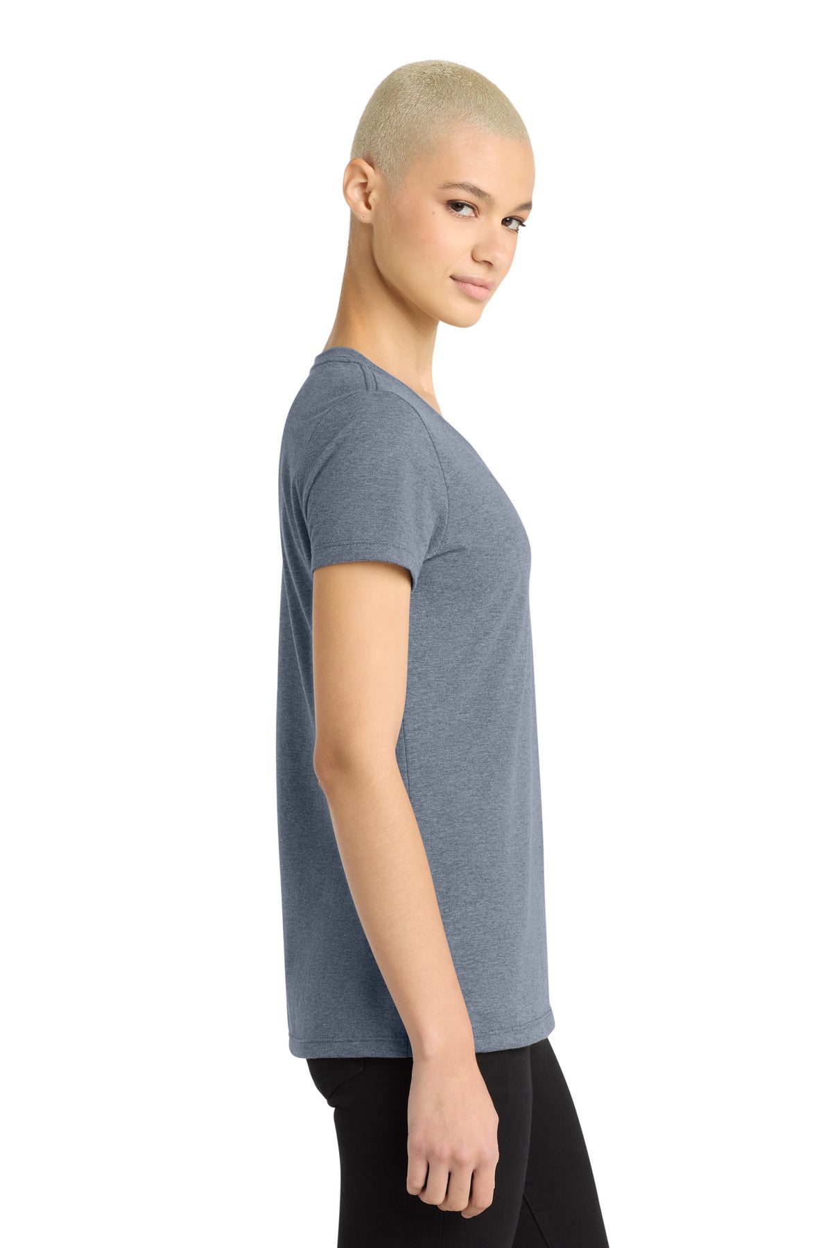 Hthrd Navy District - Women's Perfect Weight V-Neck Tee. DM1170L
