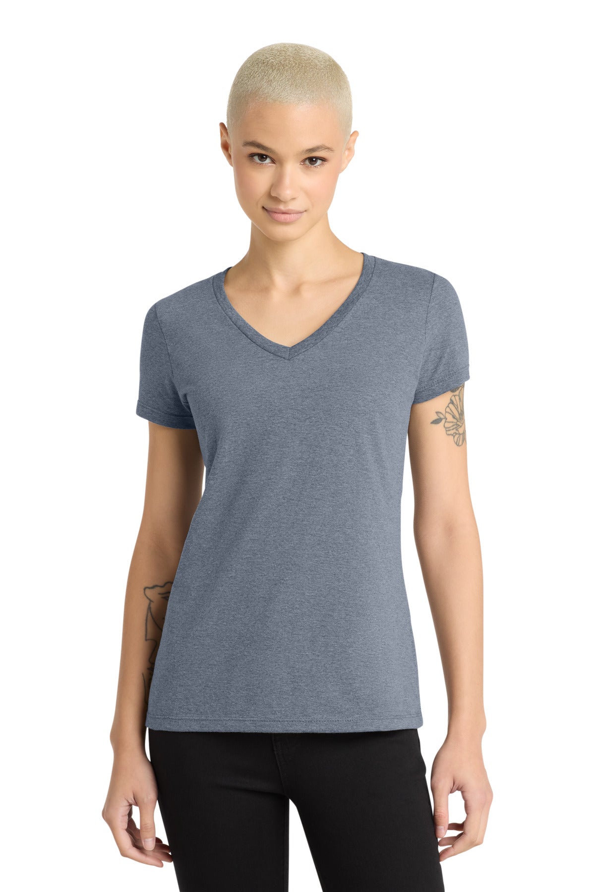 Hthrd Navy District - Women's Perfect Weight V-Neck Tee. DM1170L
