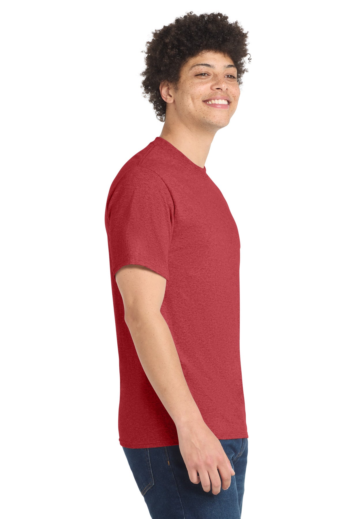 HthrRed Port & Co Core Blend Tee. PC55