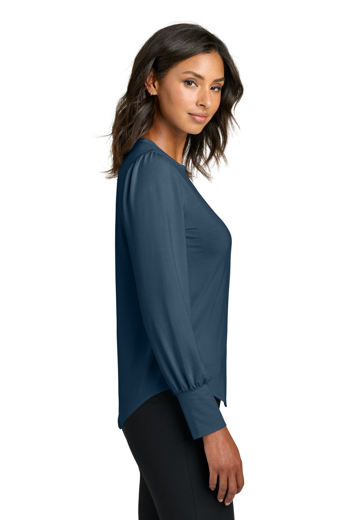 InsBlue Mercer+Mettle Women's Stretch Jersey Long Sleeve Blouson Top MM1019
