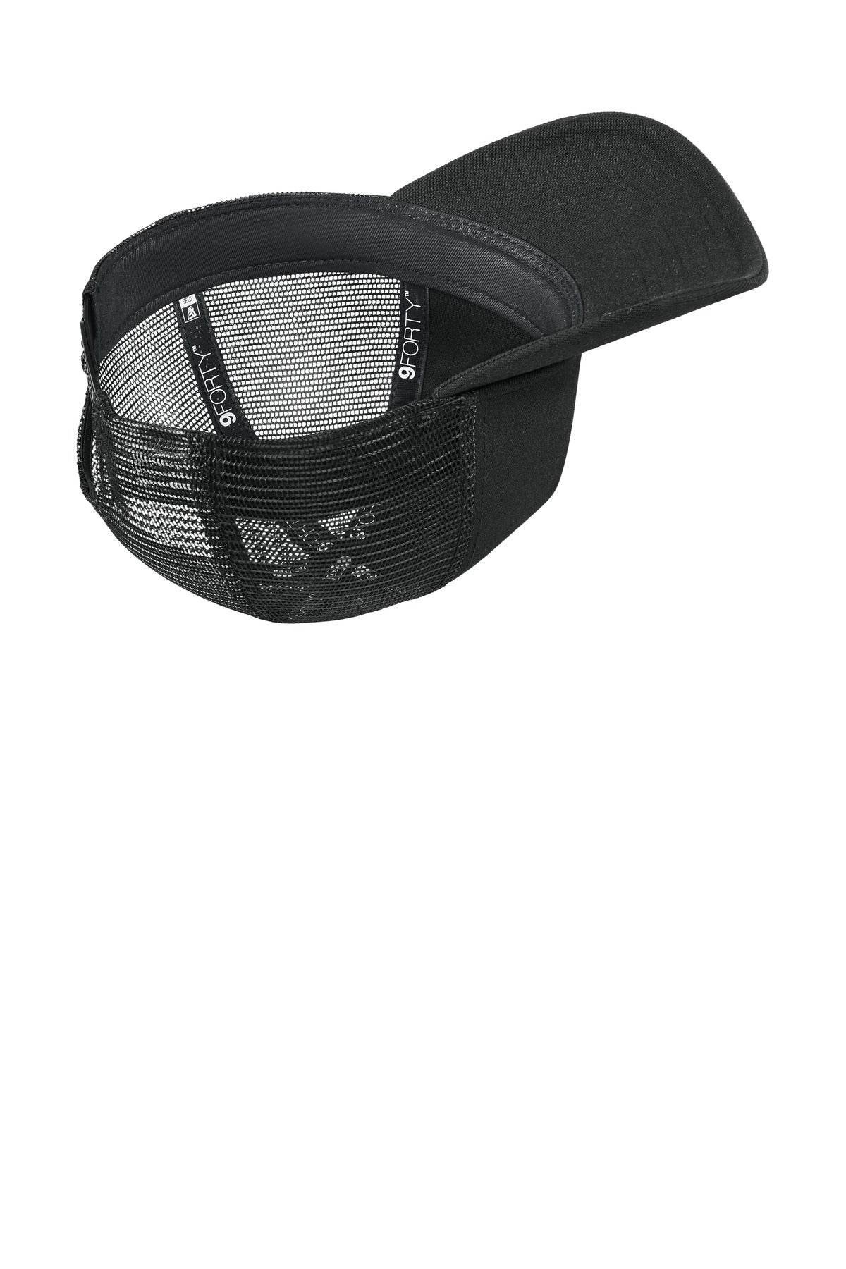 Inside View of Blk/Blk New Era A-Frame Snapback Mesh Back Cap NE212