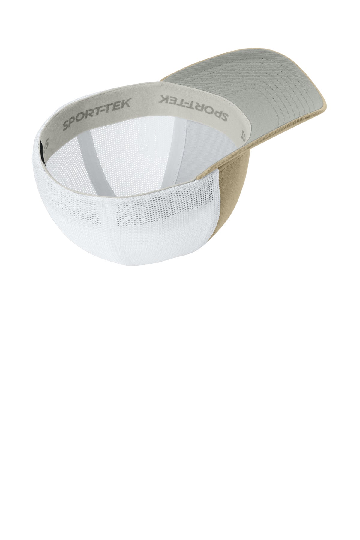 Inside View of Sahara/Wht Sport-Tek Stretch-Tek Mesh Back Cap STC60