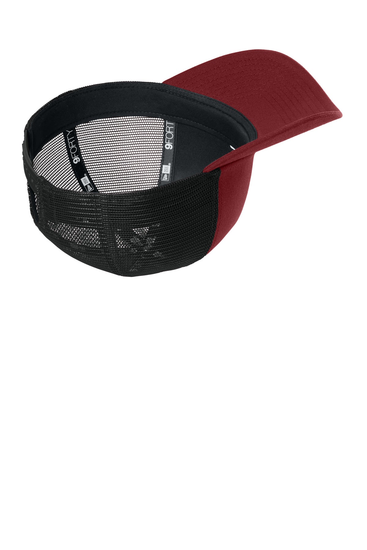 Inside View of Scarlet/Bk New Era A-Frame Snapback Mesh Back Cap NE212