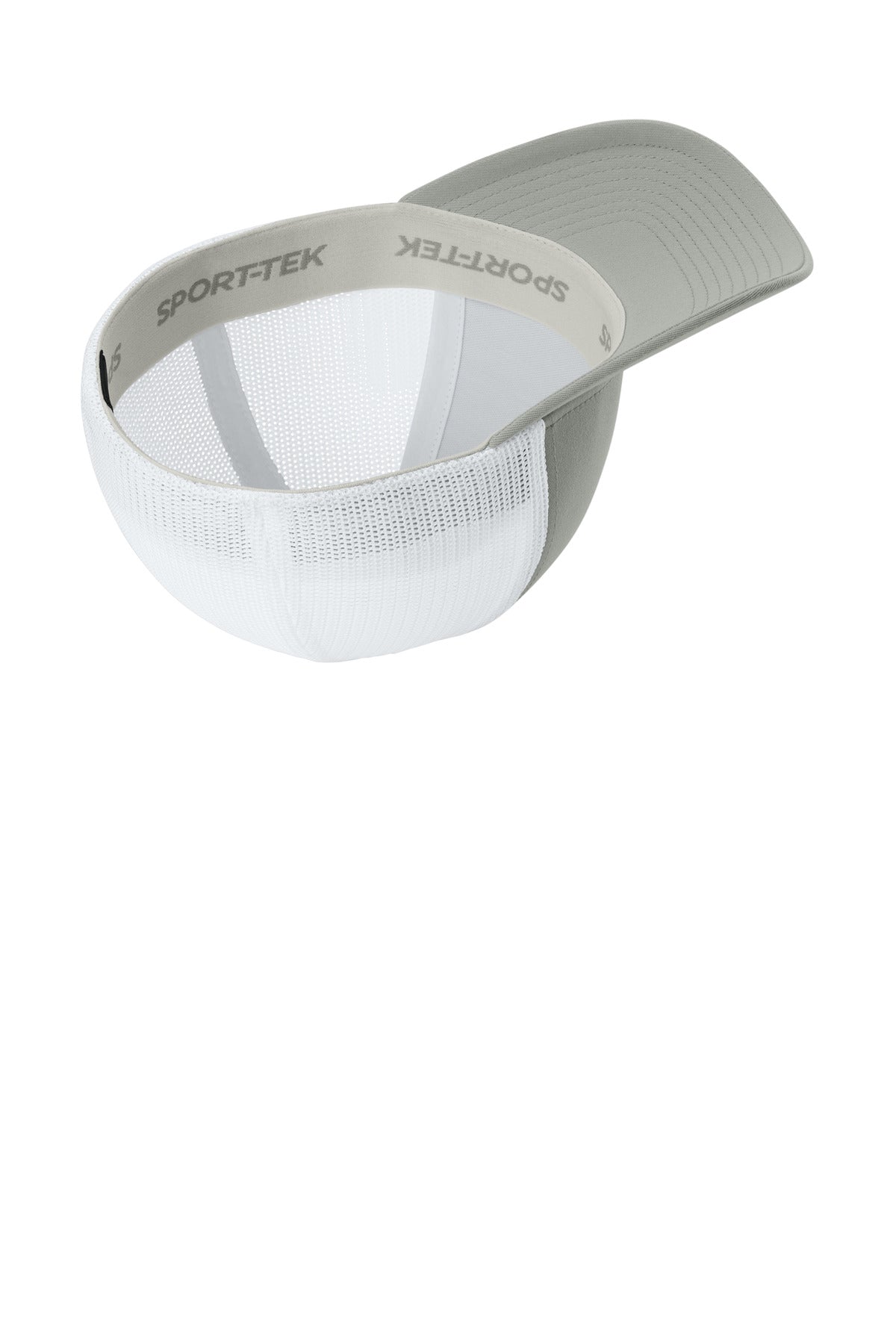 Inside View of Silver/Wht Sport-Tek Stretch-Tek Mesh Back Cap STC60