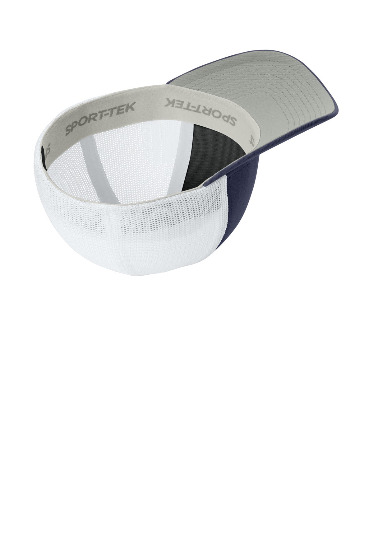 Inside View of TrNv/White Sport-Tek Stretch-Tek Mesh Back Cap STC60
